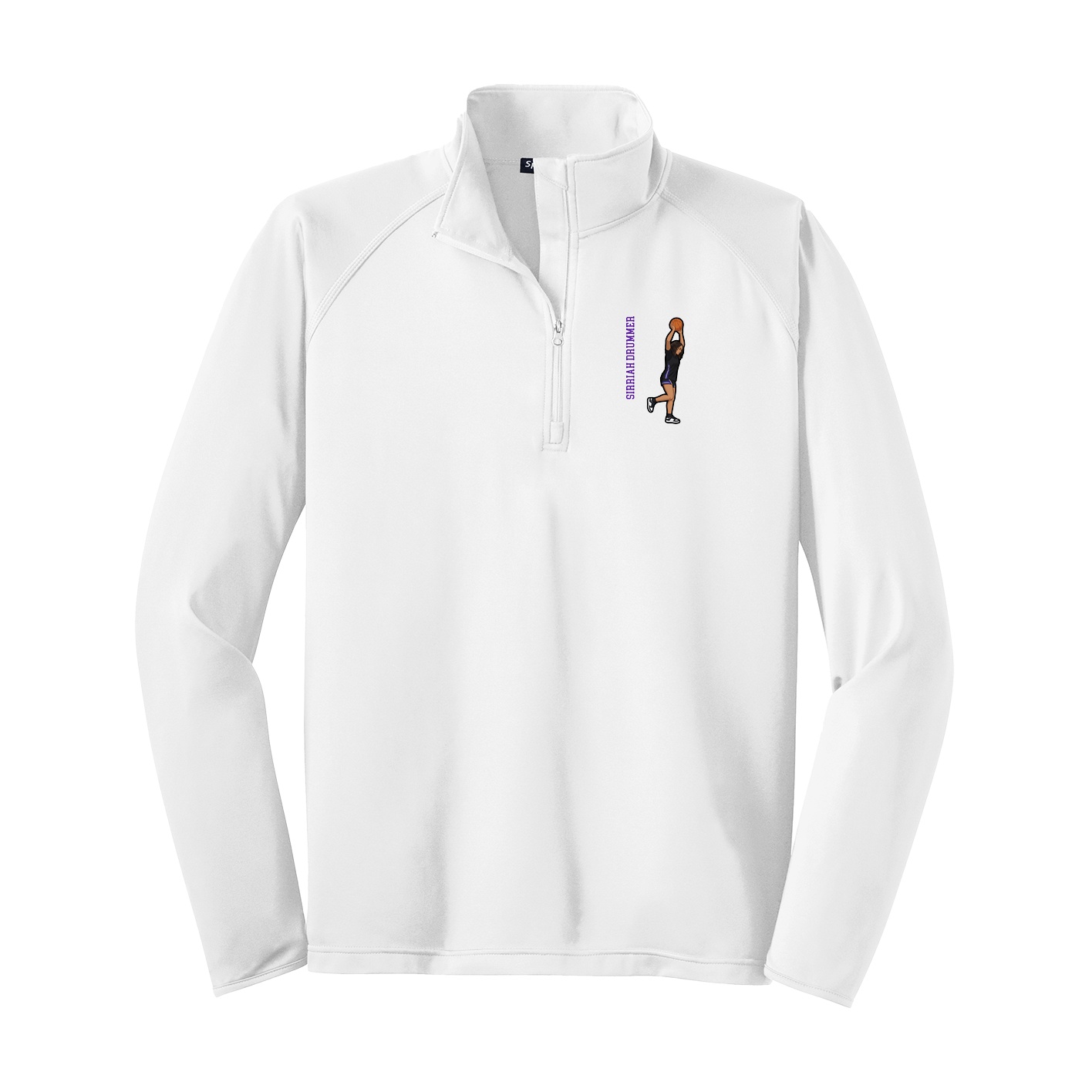 Q-Zip Pullover — Name Vertical in White