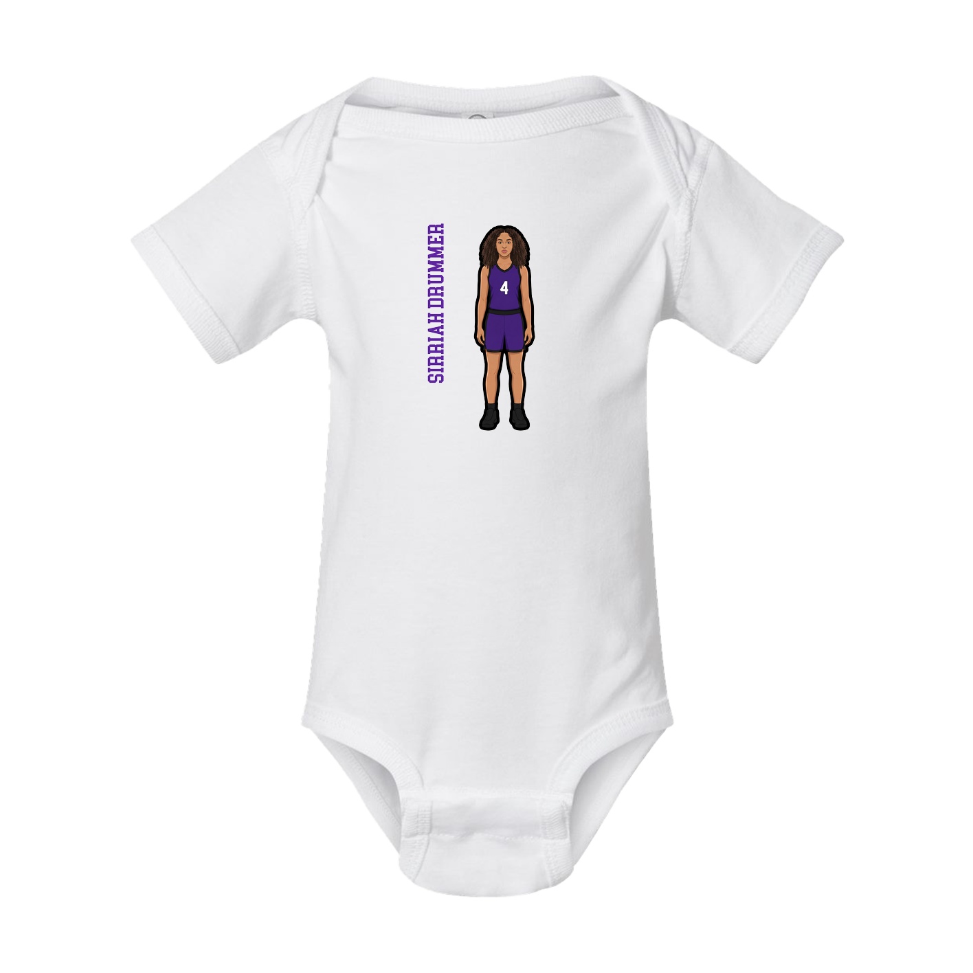 Baby Onesie — Name Vertical in White