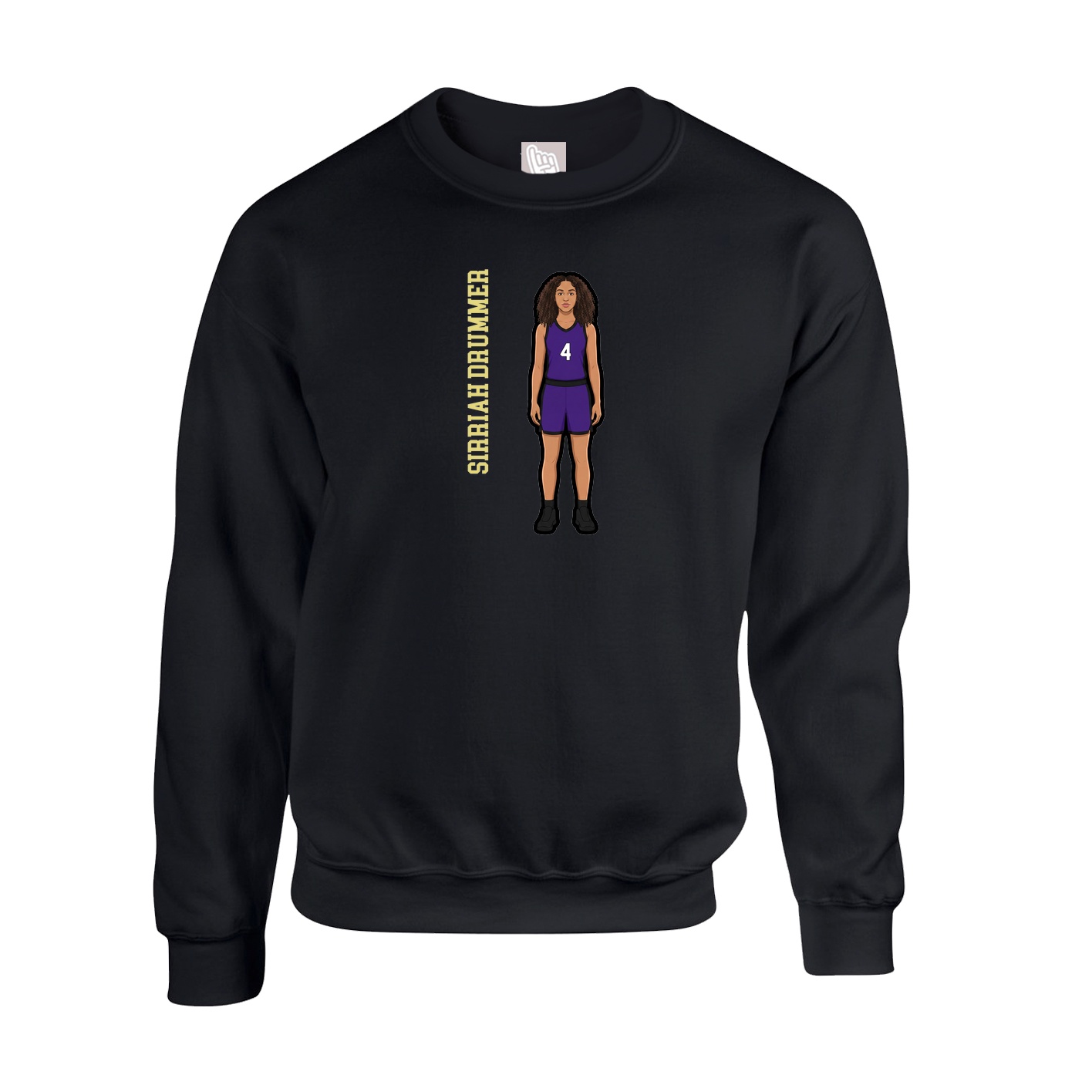 Fleece Crew — Name Vertical in Black