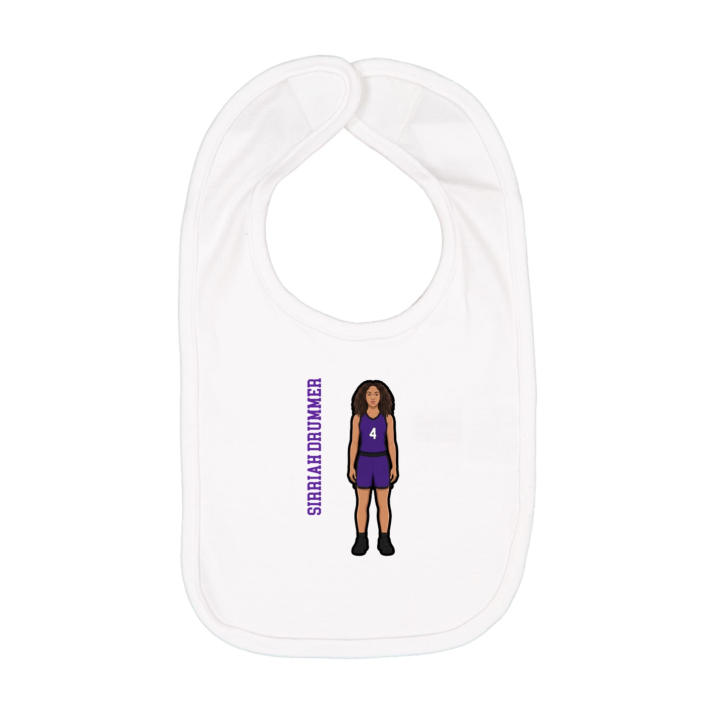 Infant Bib — Name Vertical in White