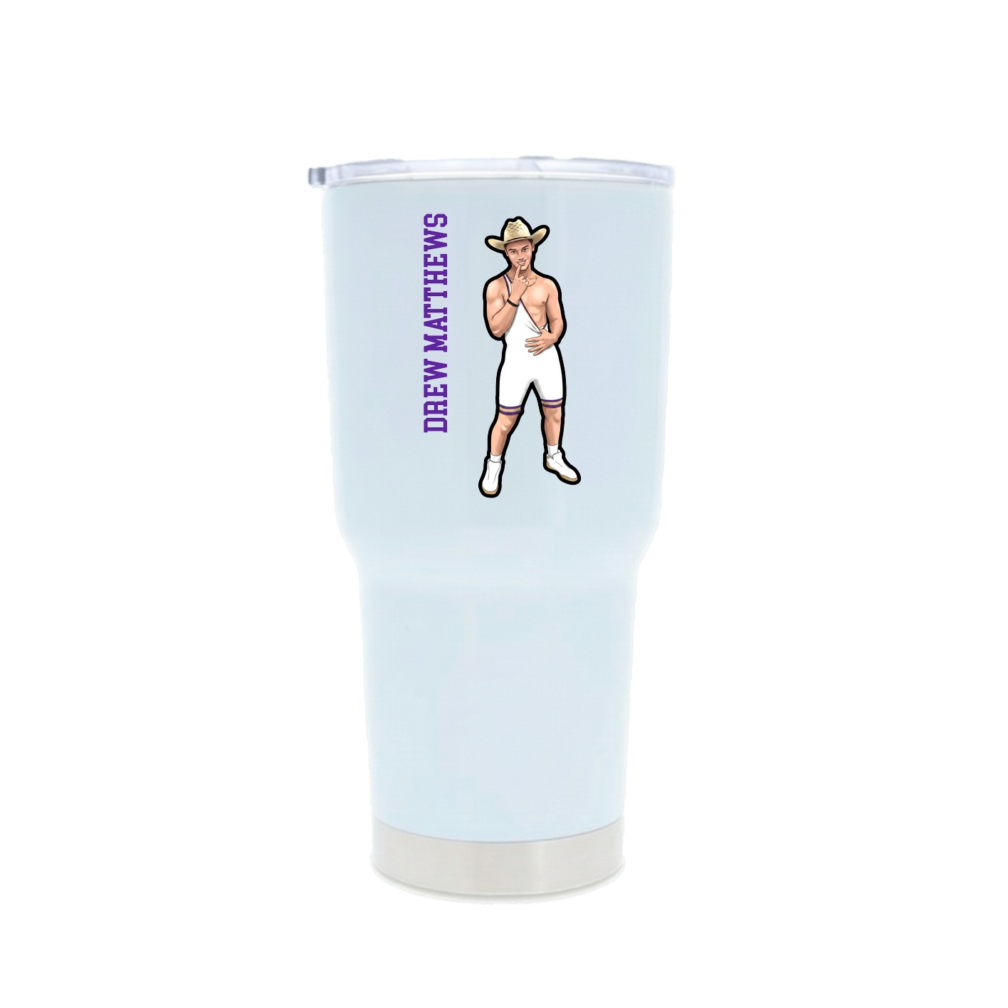 30oz Stainless Steel Tumbler — Name Vertical in White