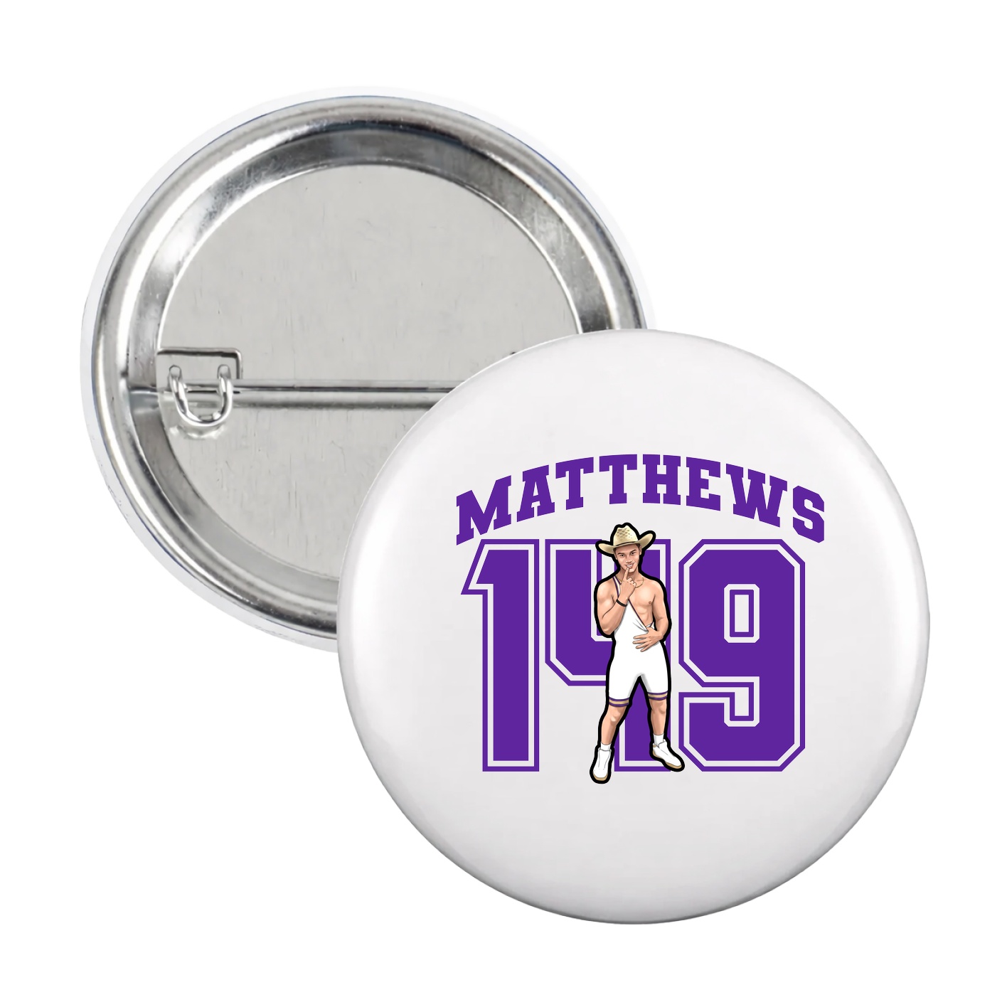 Game Day Button — Number in White