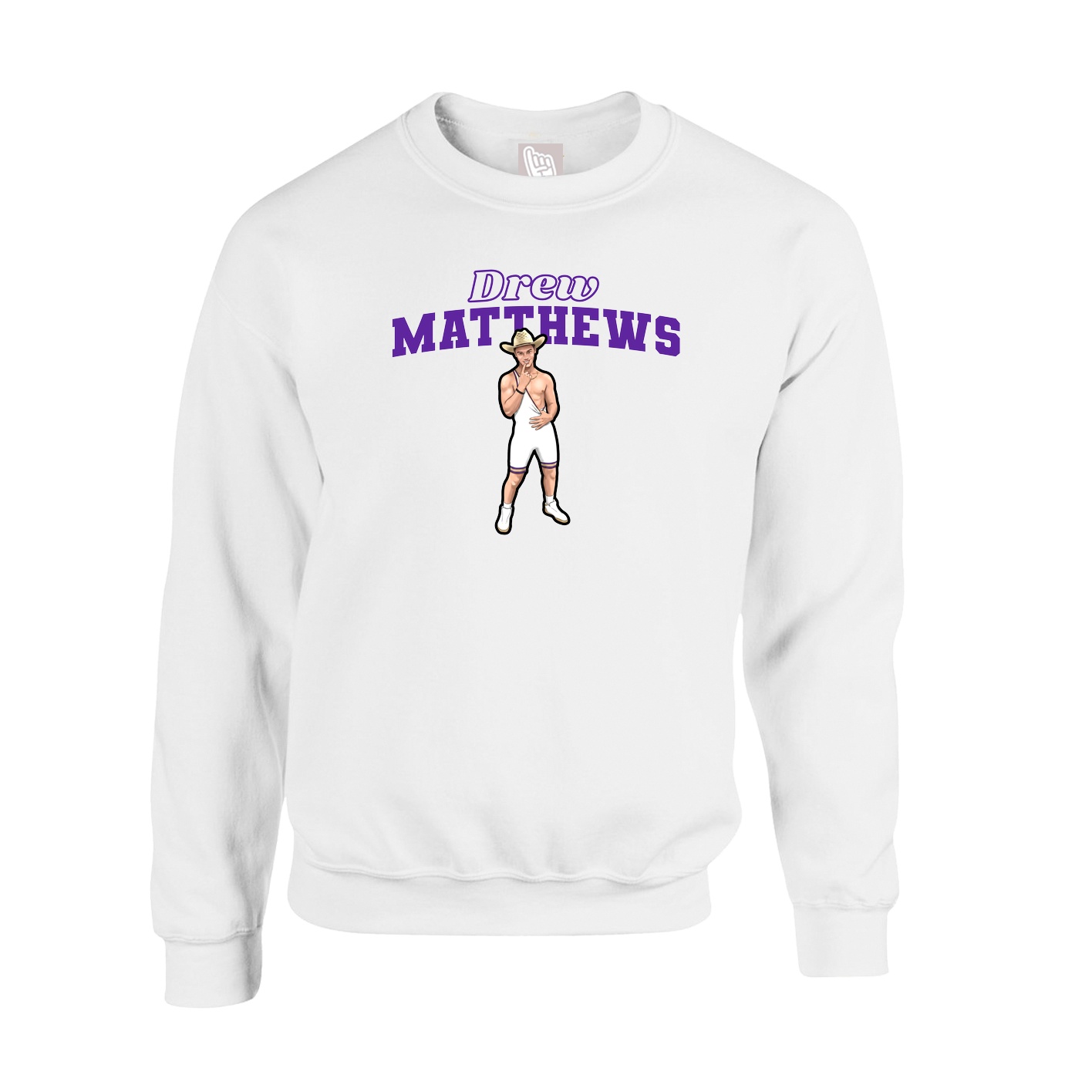 Fleece Crew — Name Arch in White
