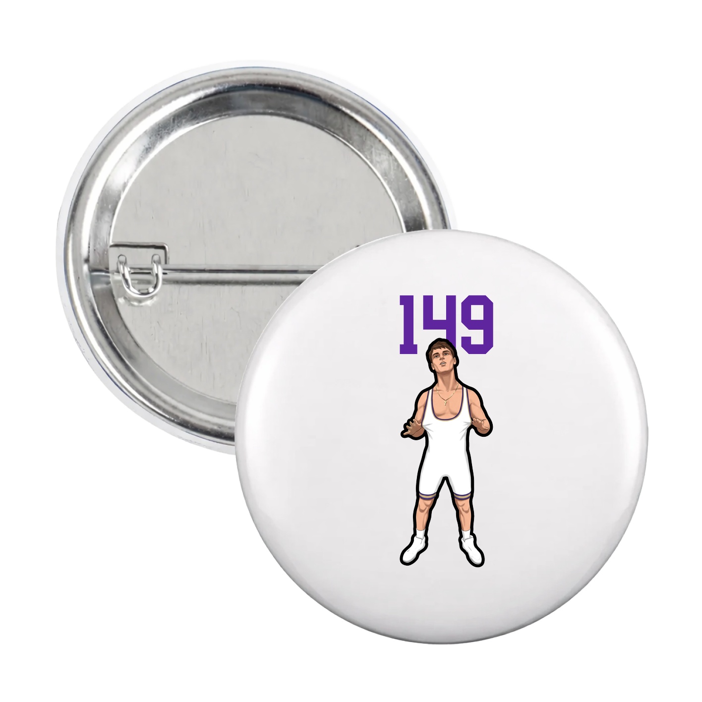Game Day Button — Number Top in White