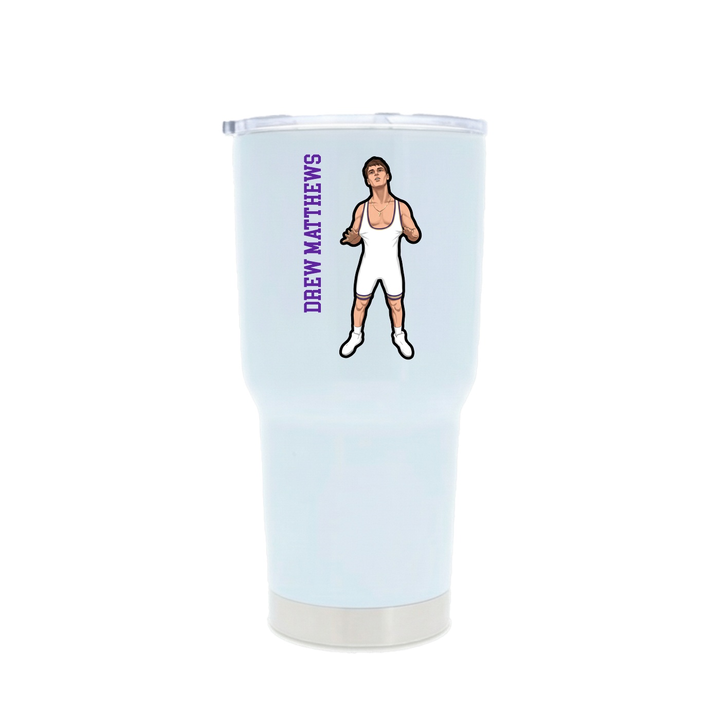 30oz Stainless Steel Tumbler — Name Vertical in White
