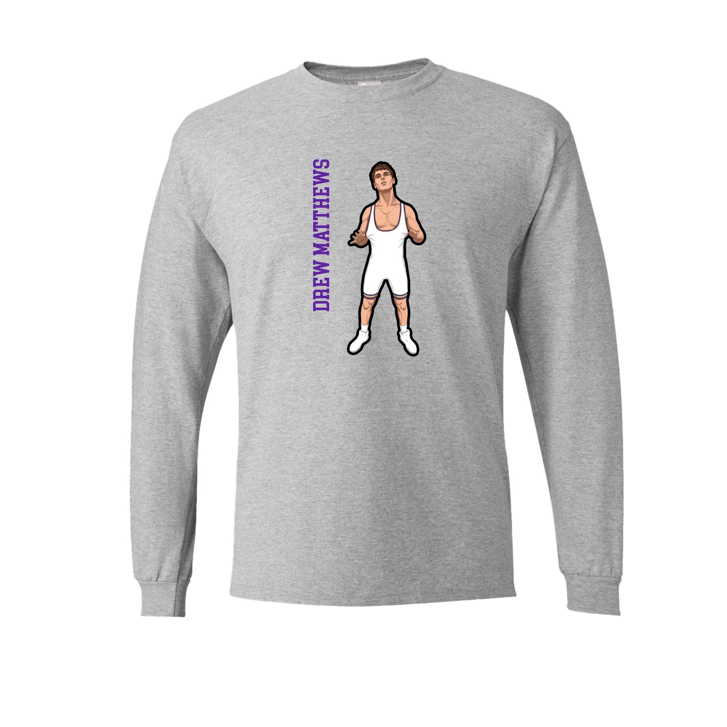 Long Sleeve Tee — Name Vertical in Grey