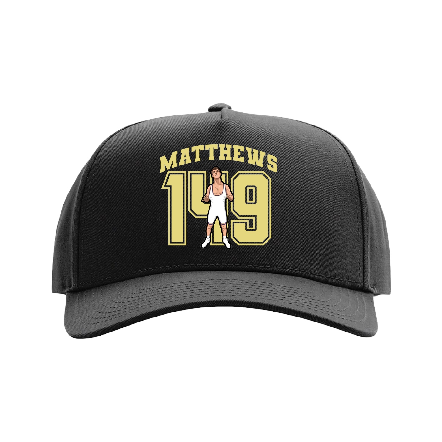 Full Fabric Five-Panel Champ Cap — Number in Black