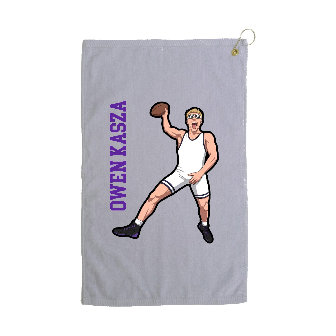 Golf Towel — Name Vertical in Grey