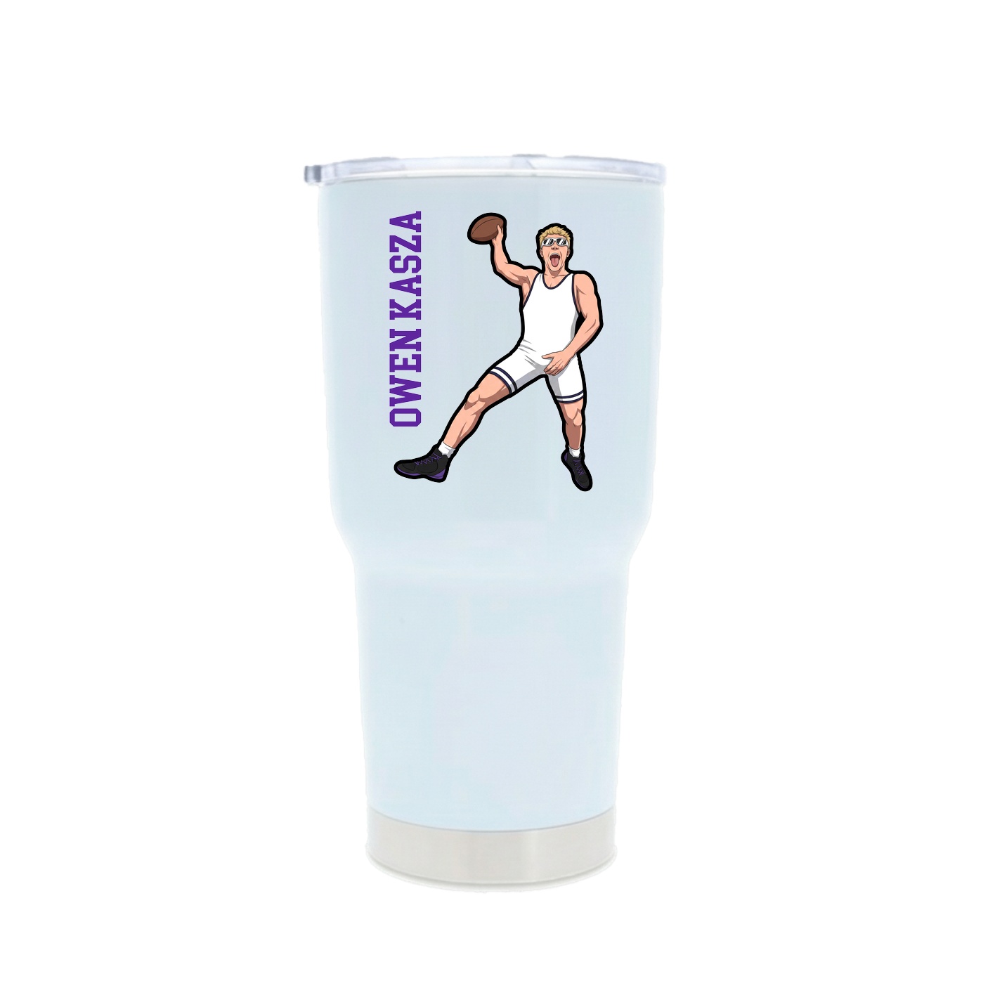 30oz Stainless Steel Tumbler — Name Vertical in White