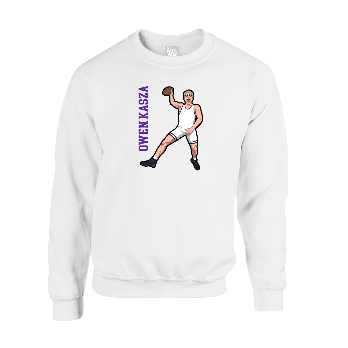 Fleece Crew — Name Vertical in White