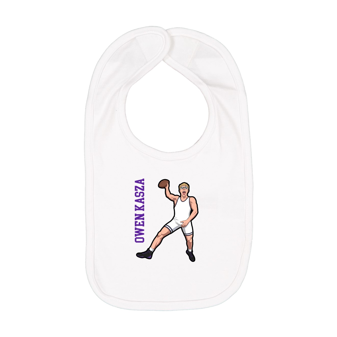 Infant Bib — Name Vertical in White