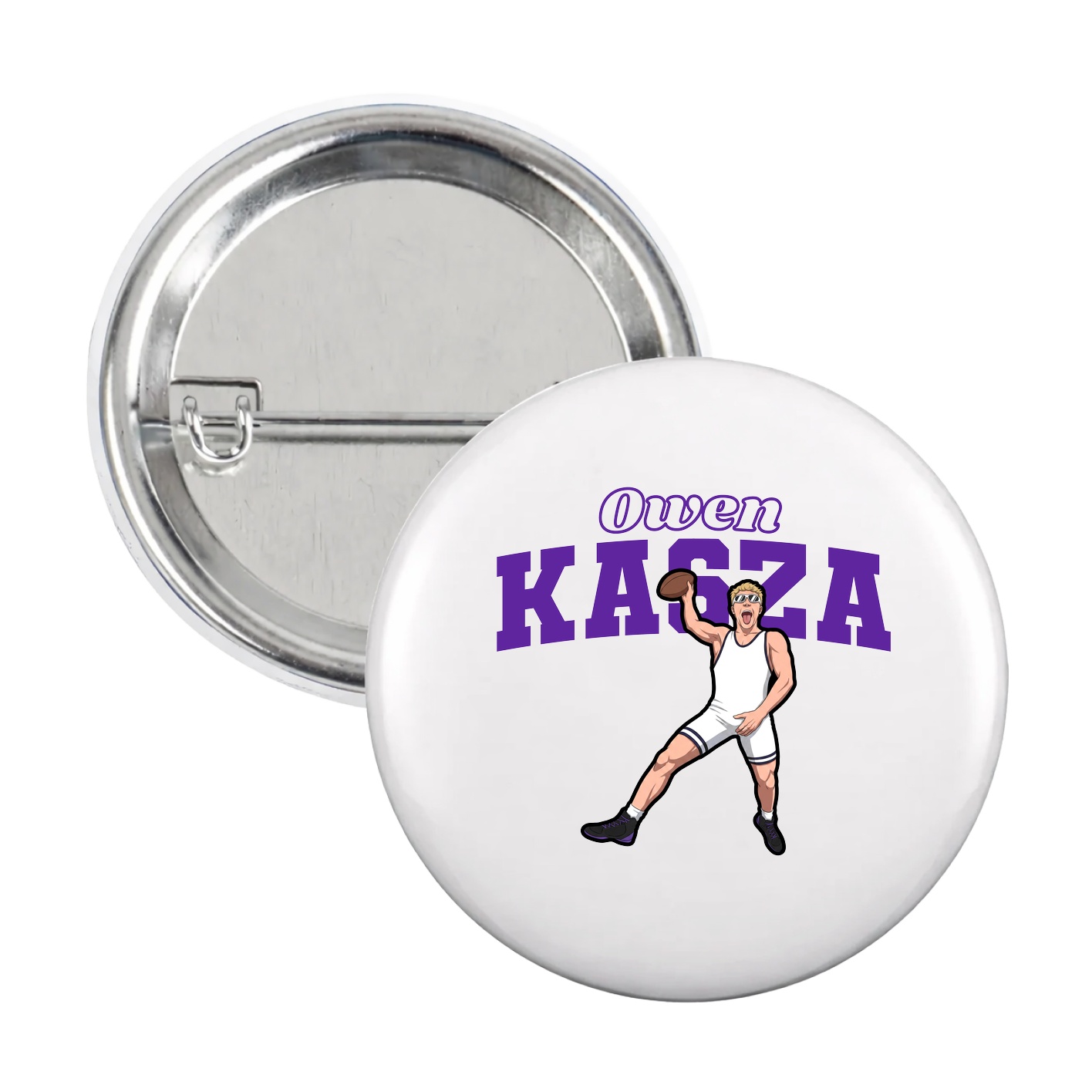 Game Day Button — Name Arch in White