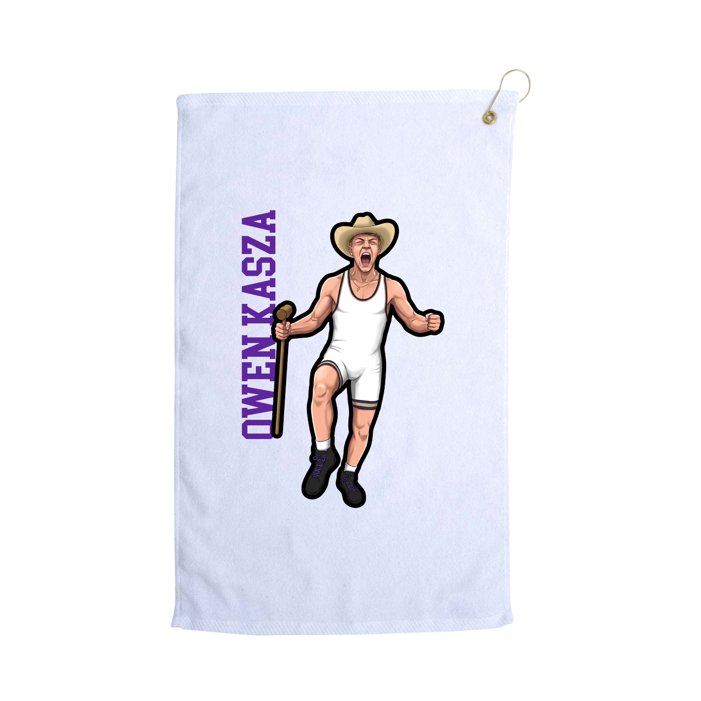 Golf Towel — Name Vertical in White
