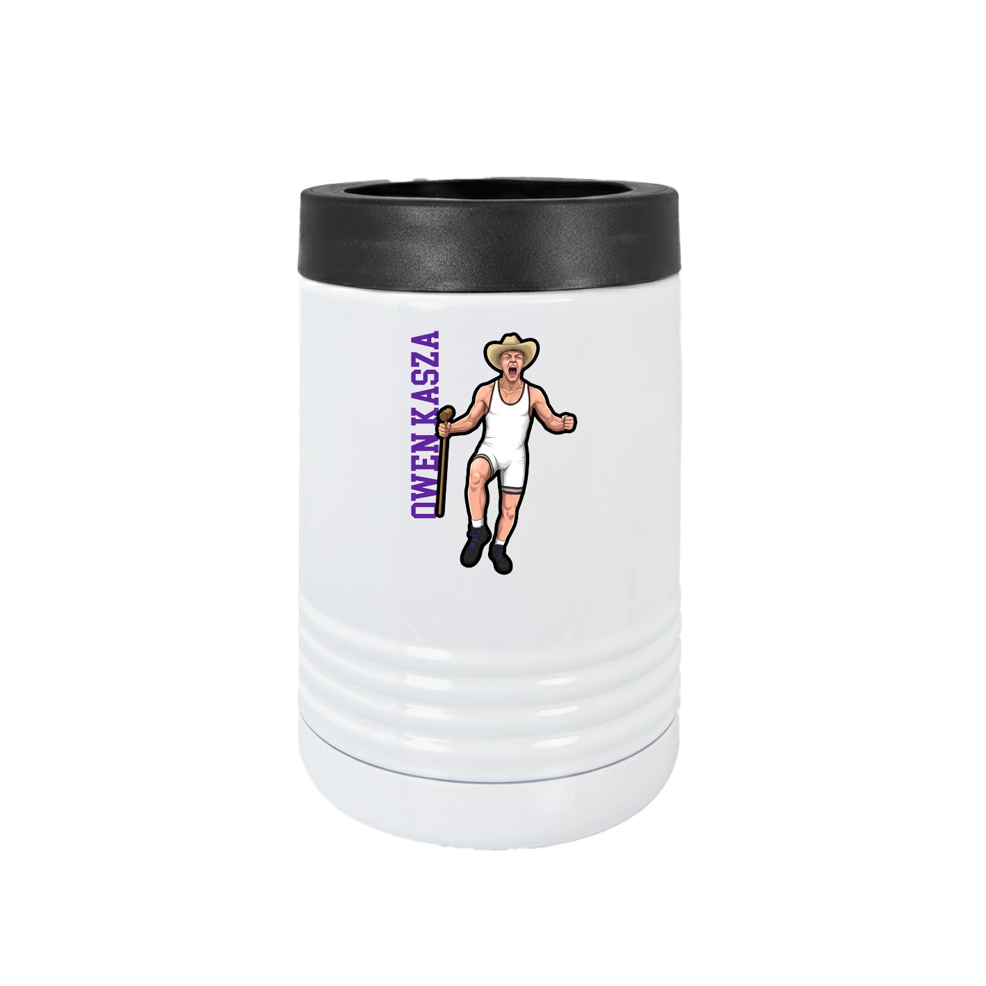 Beverage Holder — Name Vertical in White