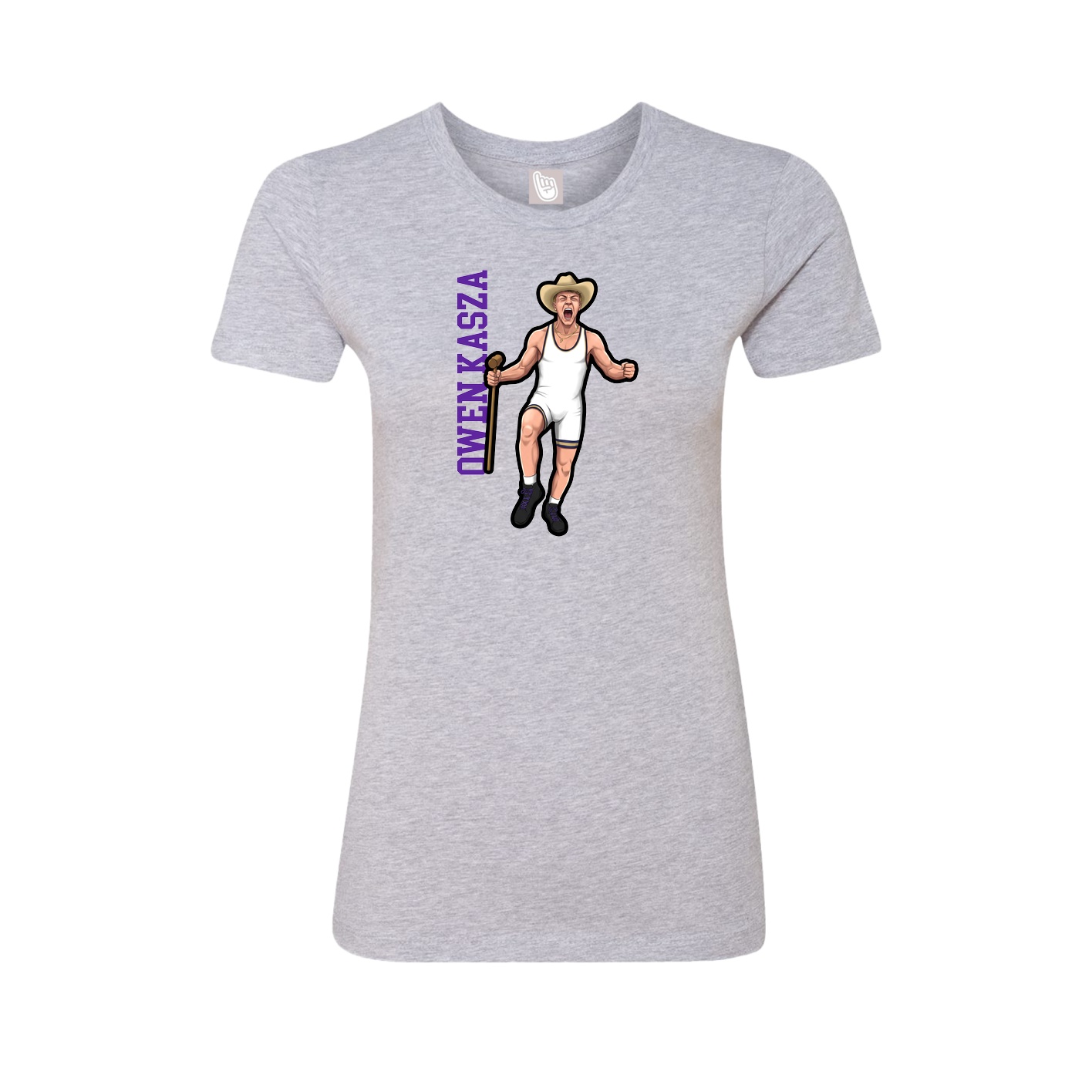 Fitted Women's Tee — Name Vertical in Grey
