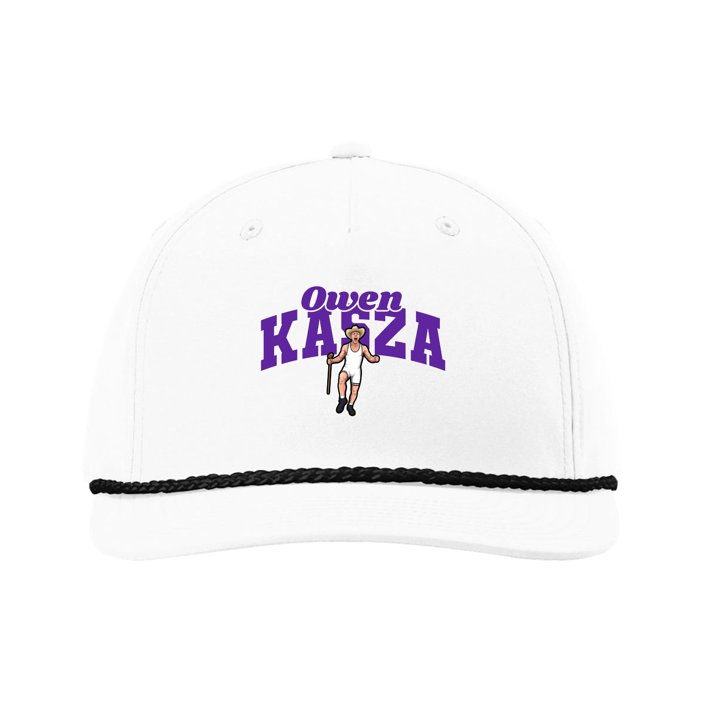 Five-Panel Classic Rope Cap — Signature Arch in White