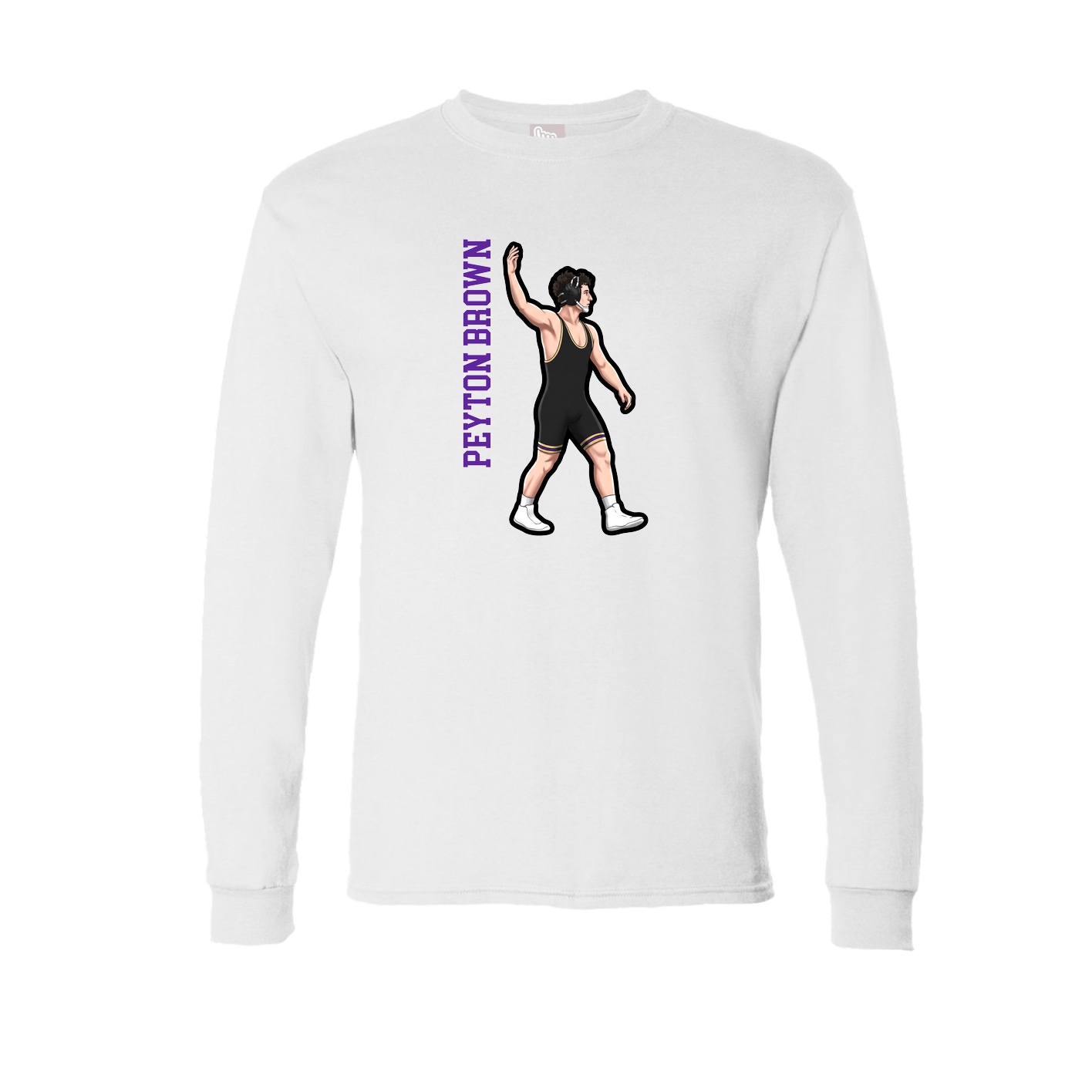 Long Sleeve Tee — Name Vertical in White