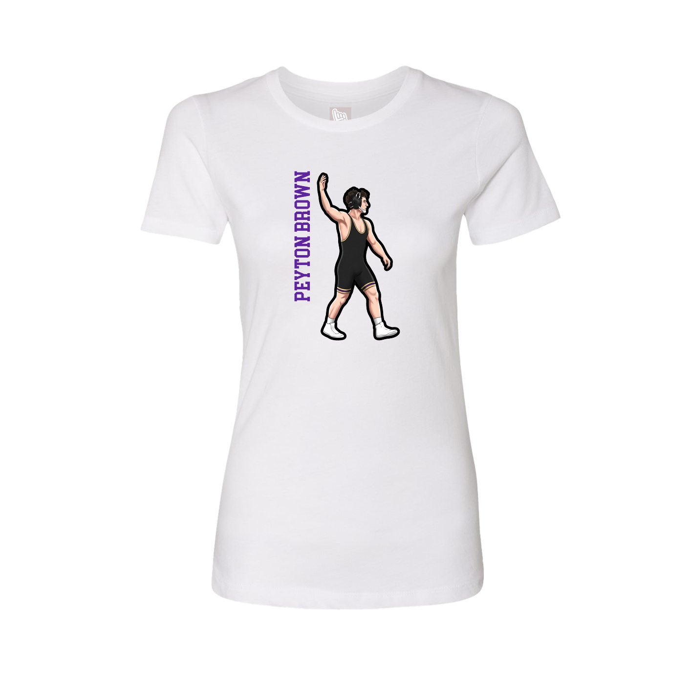 Fitted Women's Tee — Name Vertical in White