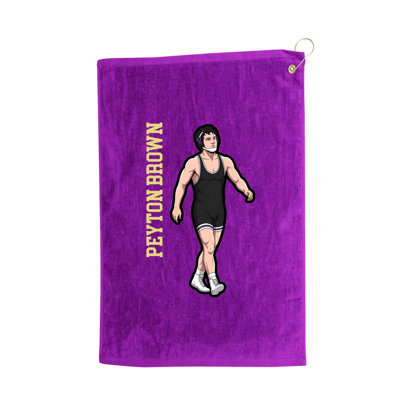 Golf Towel — Name Vertical in Purple