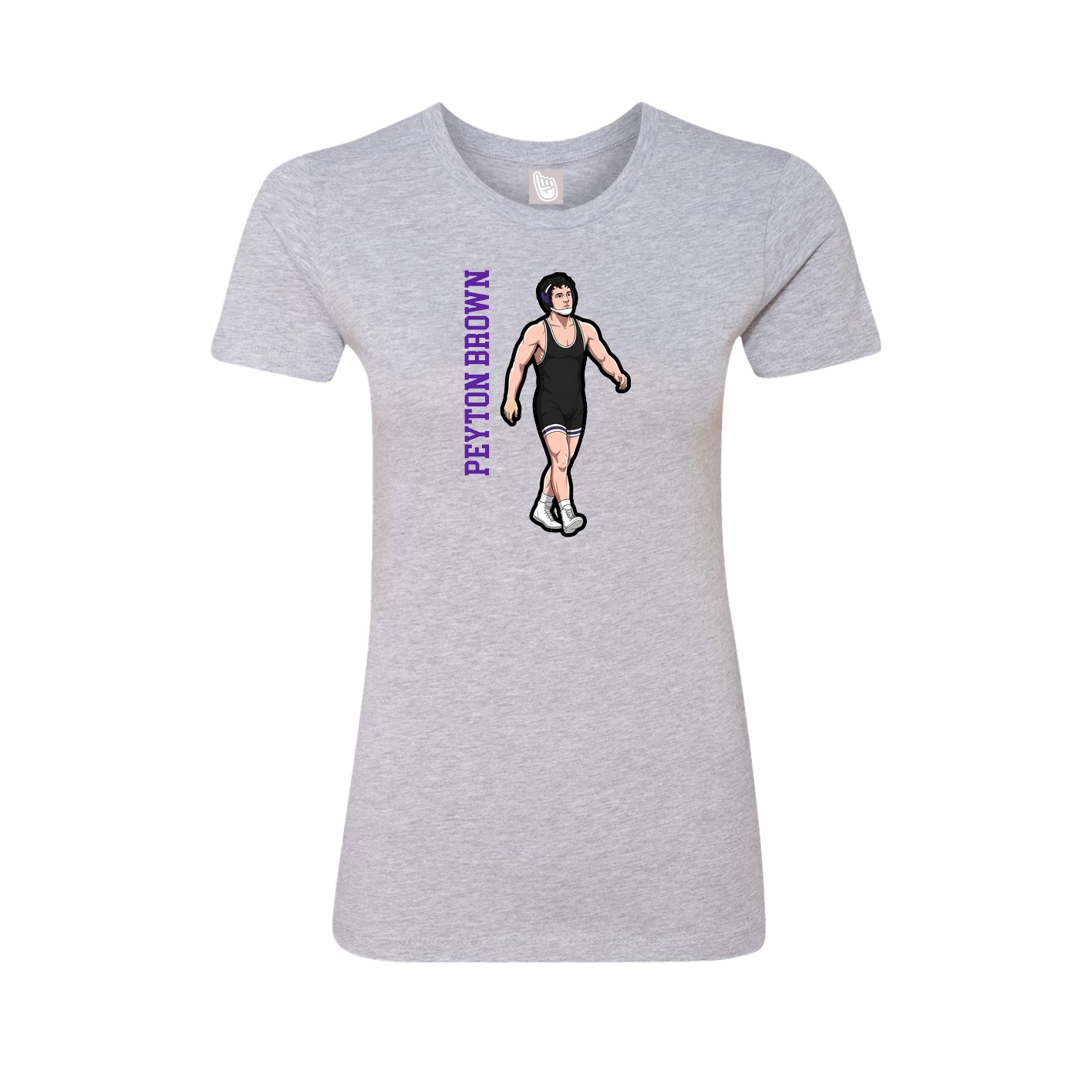 Fitted Women's Tee — Name Vertical in Grey