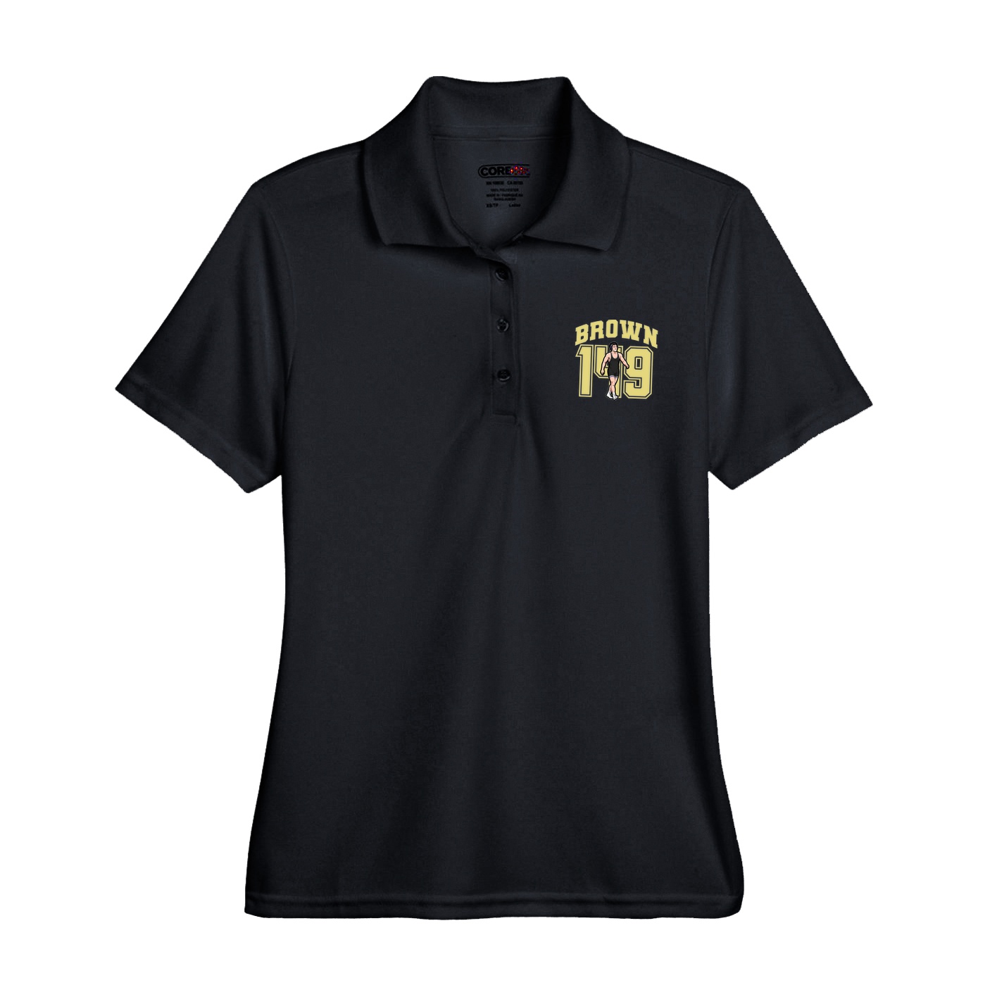 Womens Performance Polo — Number in Black