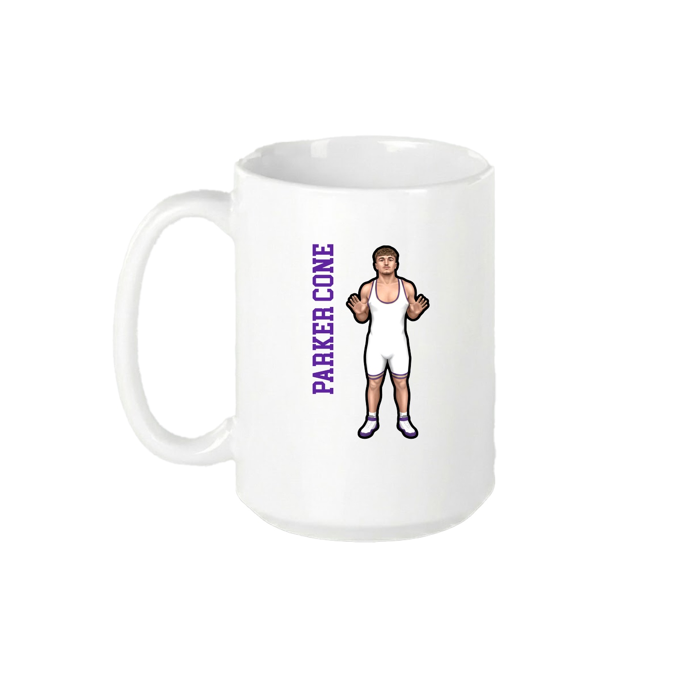 15oz Coffee Mug — Name Vertical in White