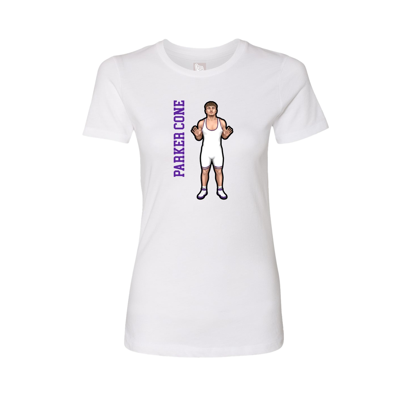Fitted Women's Tee — Name Vertical in White