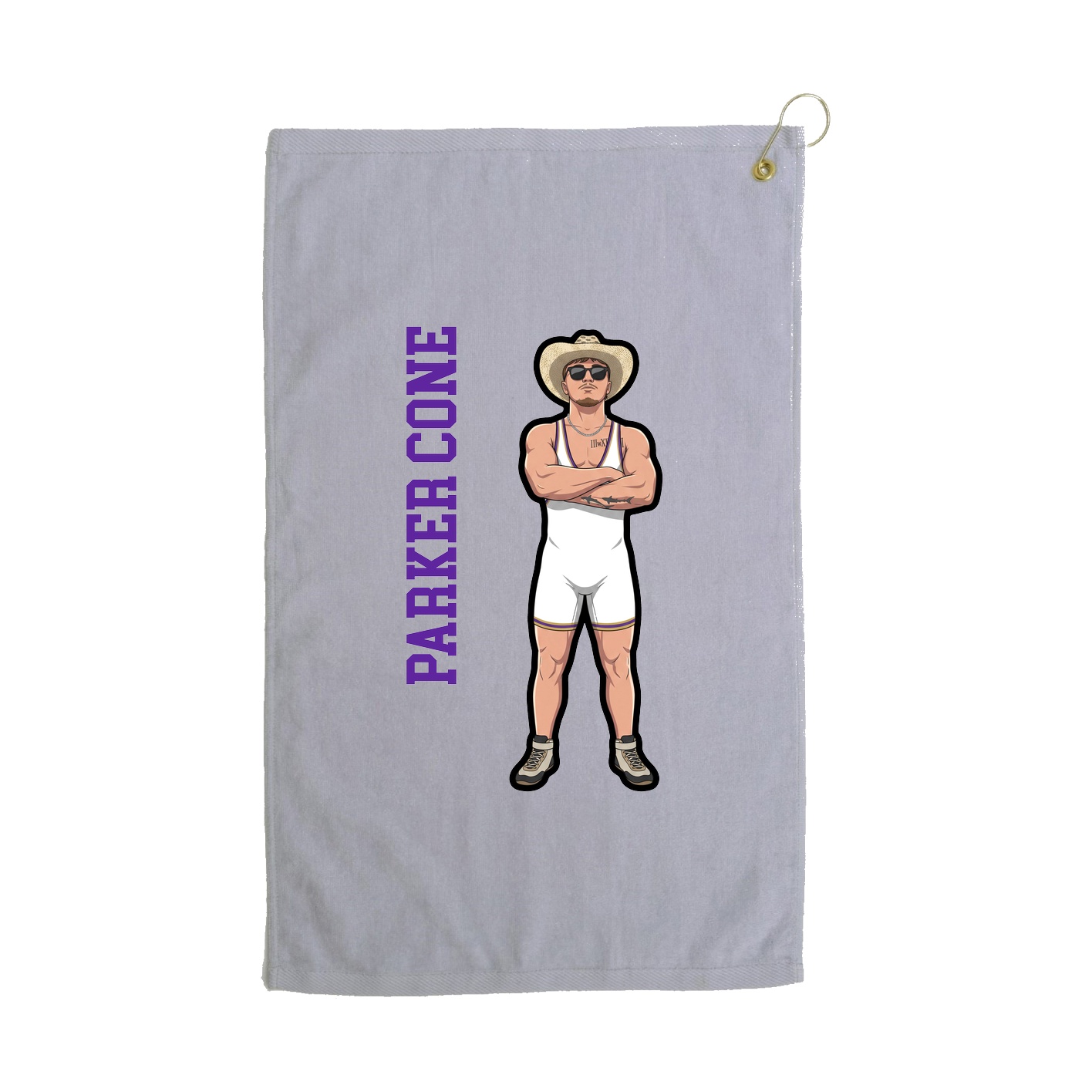 Golf Towel — Name Vertical in Grey