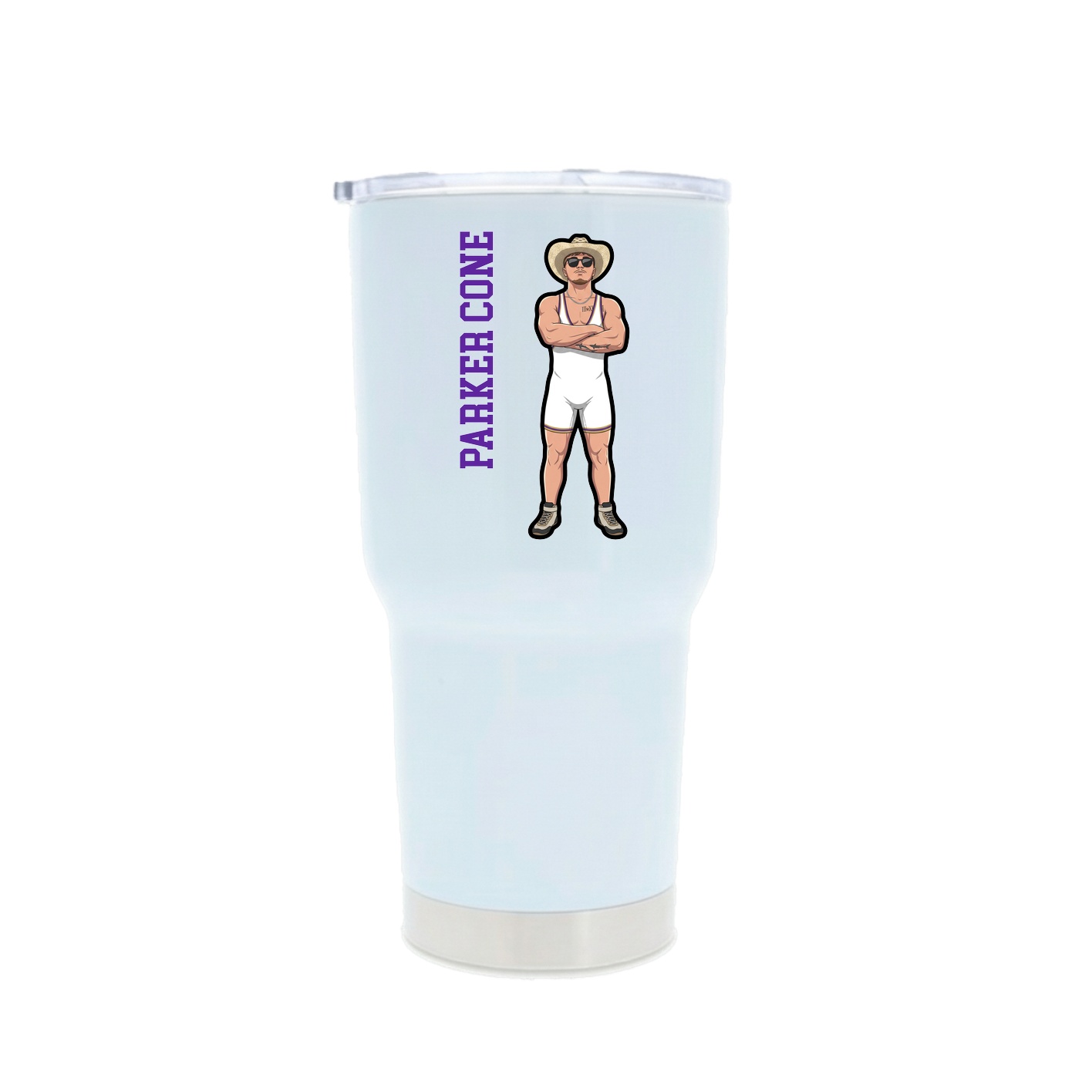 30oz Stainless Steel Tumbler — Name Vertical in White