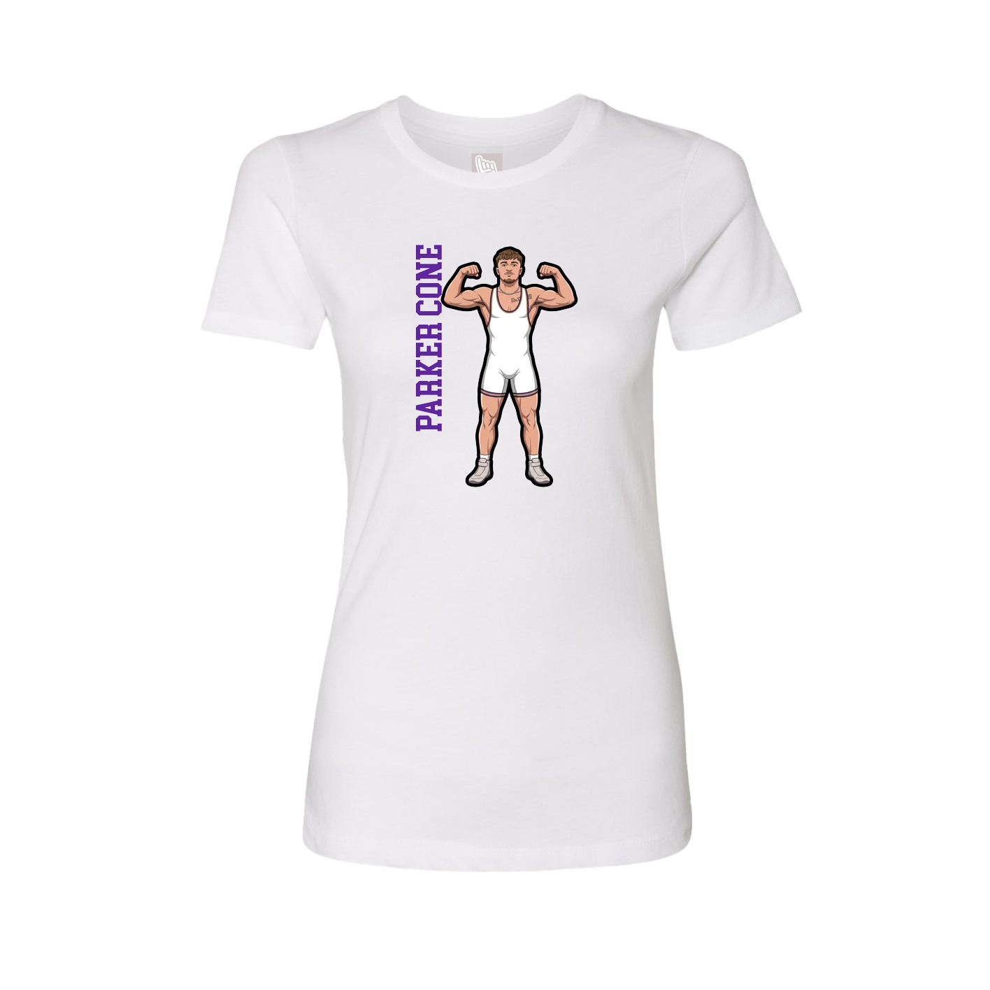 Fitted Women's Tee — Name Vertical in White