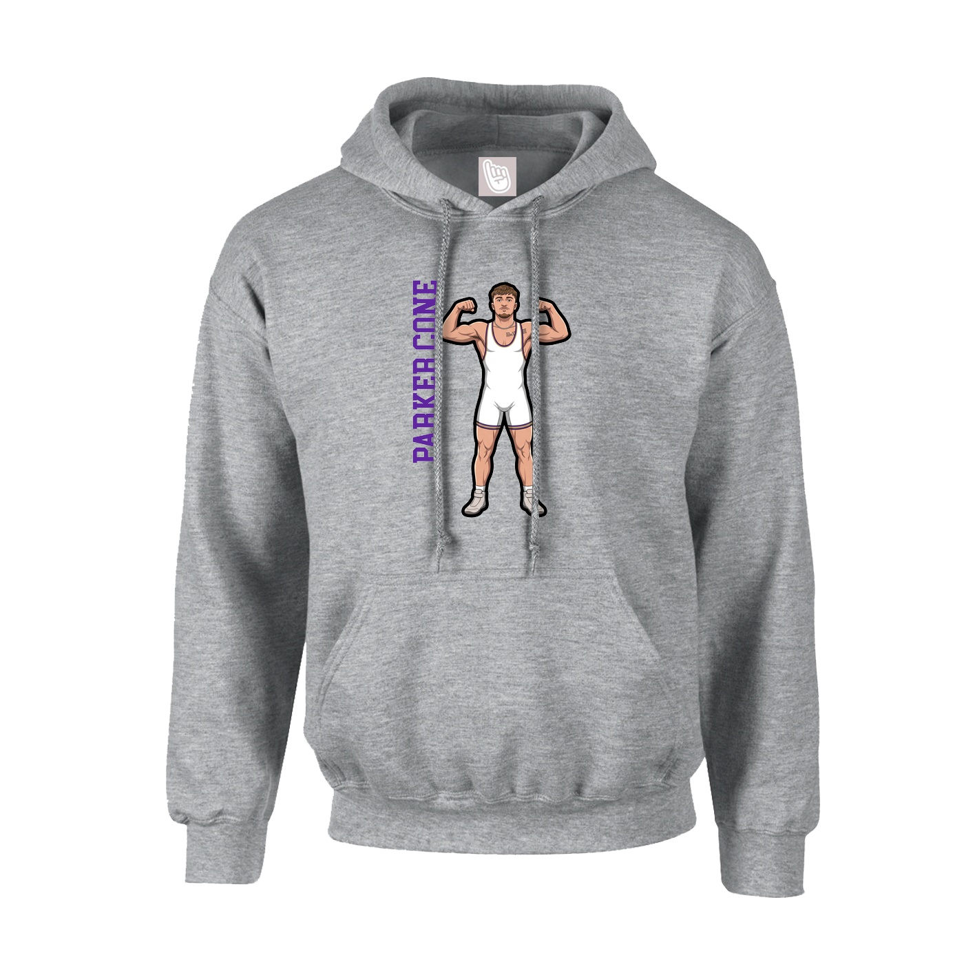 Hoodie — Name Vertical in Grey