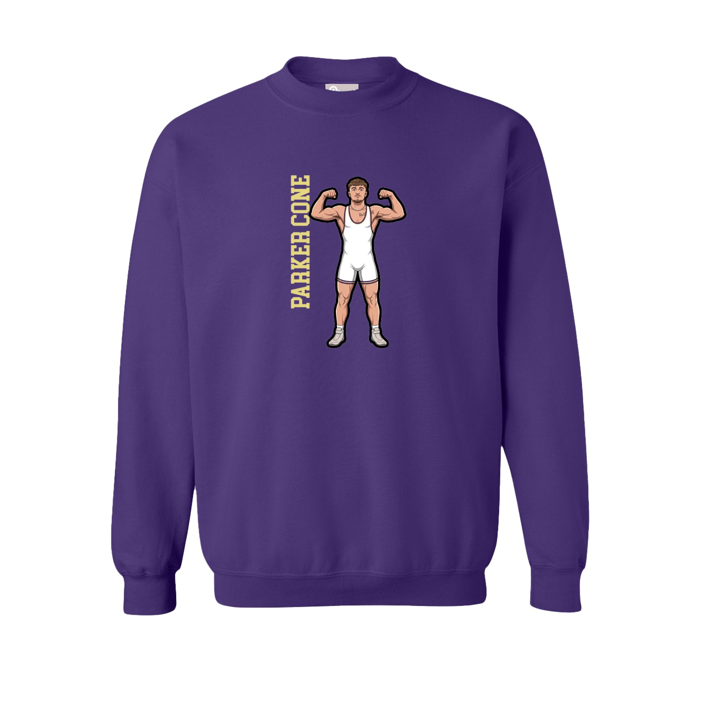 Fleece Crew — Name Vertical in Purple