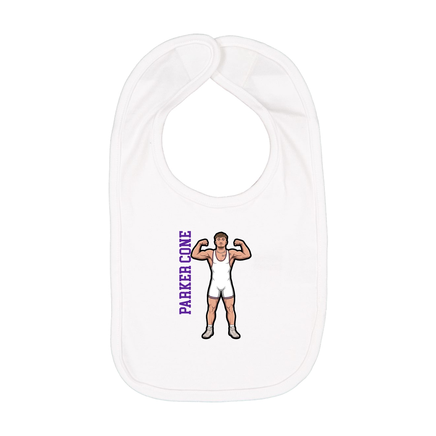 Infant Bib — Name Vertical in White