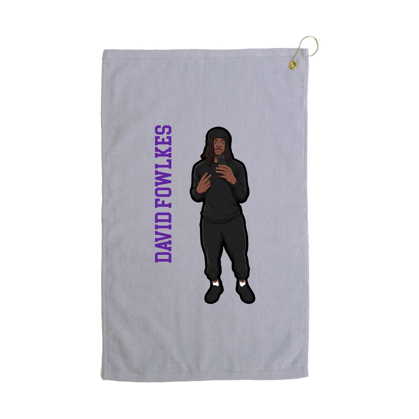 Golf Towel — Name Vertical in Grey