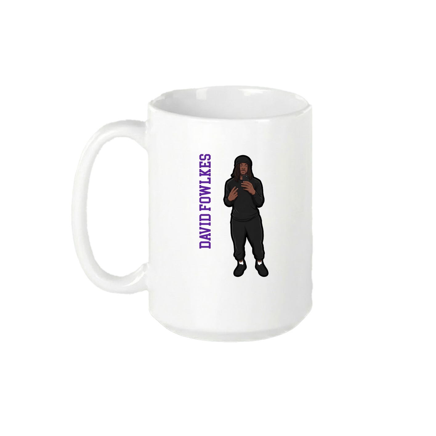 15oz Coffee Mug — Name Vertical in White