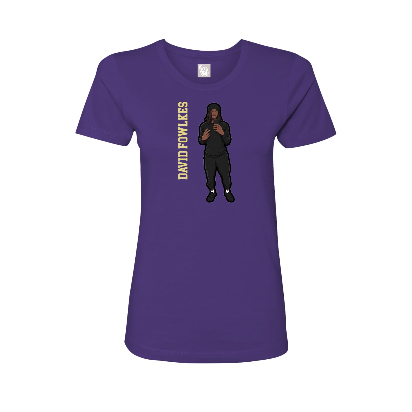Fitted Women's Tee — Name Vertical in Purple