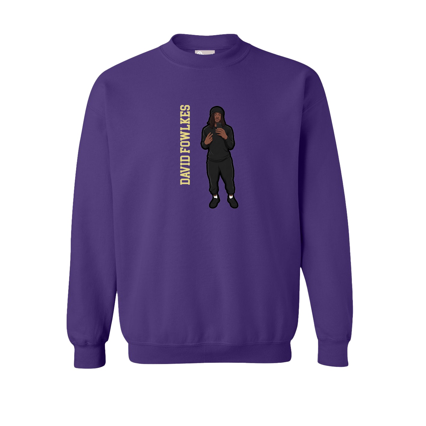 Fleece Crew — Name Vertical in Purple