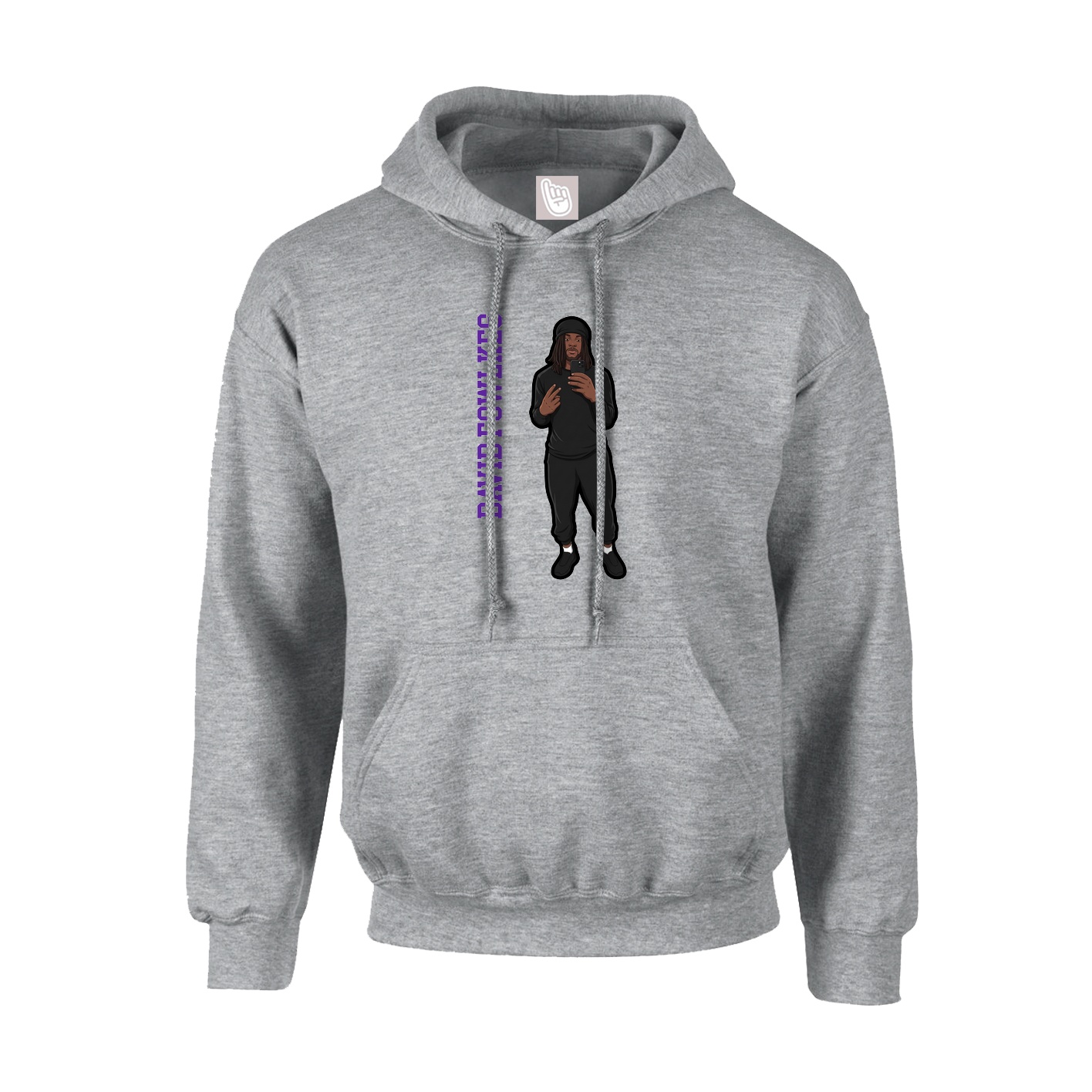 Youth Hoodie — Name Vertical in Grey