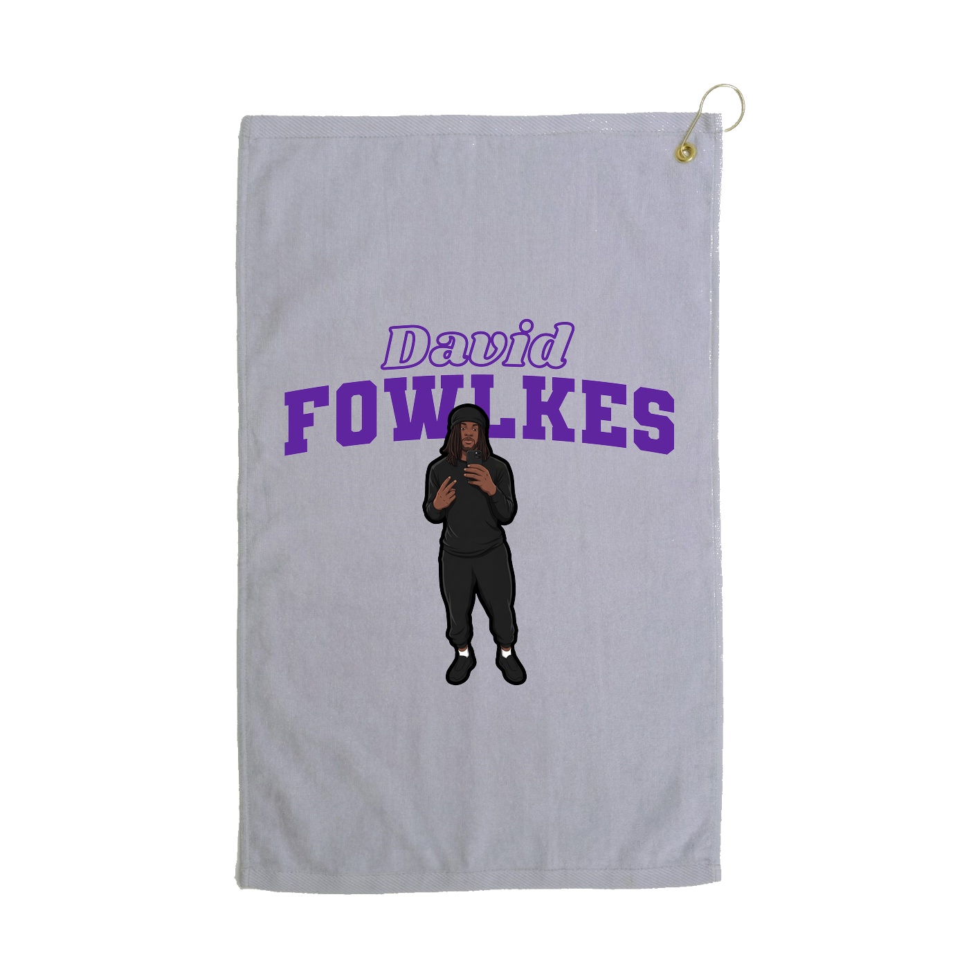 Golf Towel — Name Arch in Grey