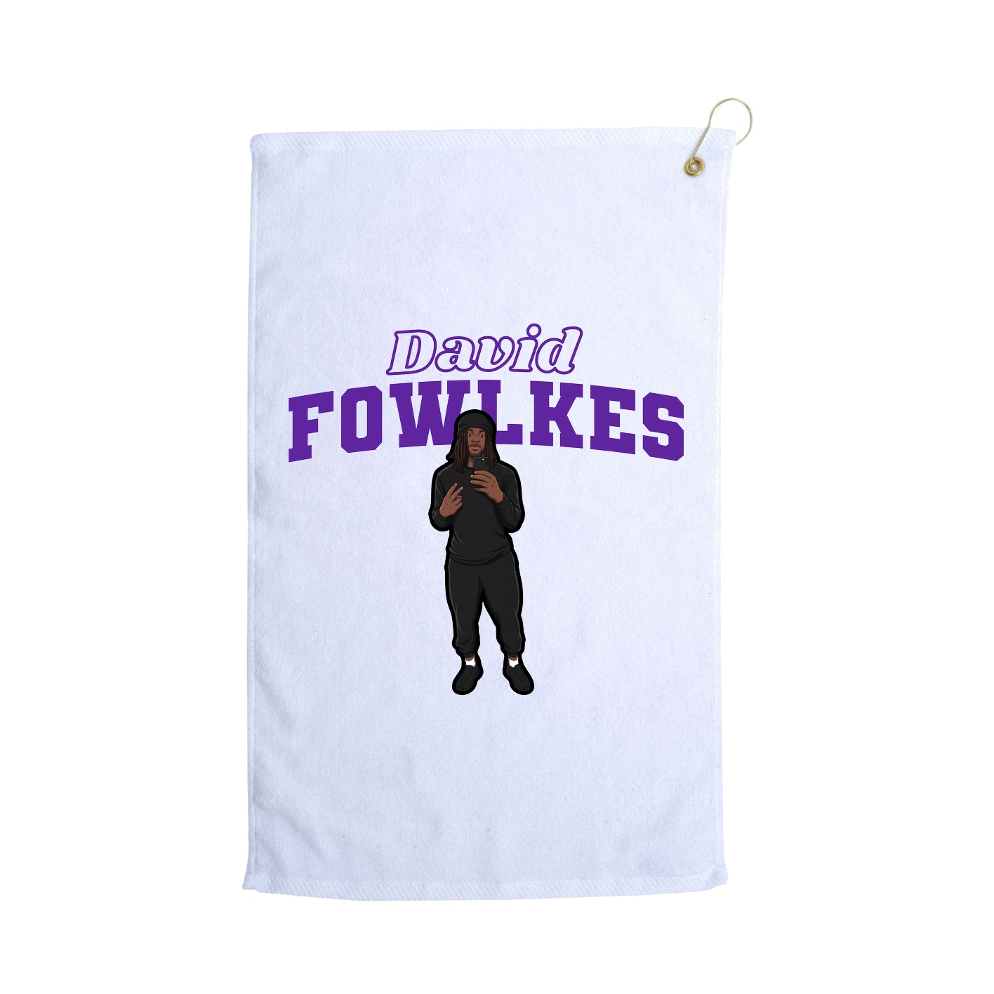 Golf Towel — Name Arch in White