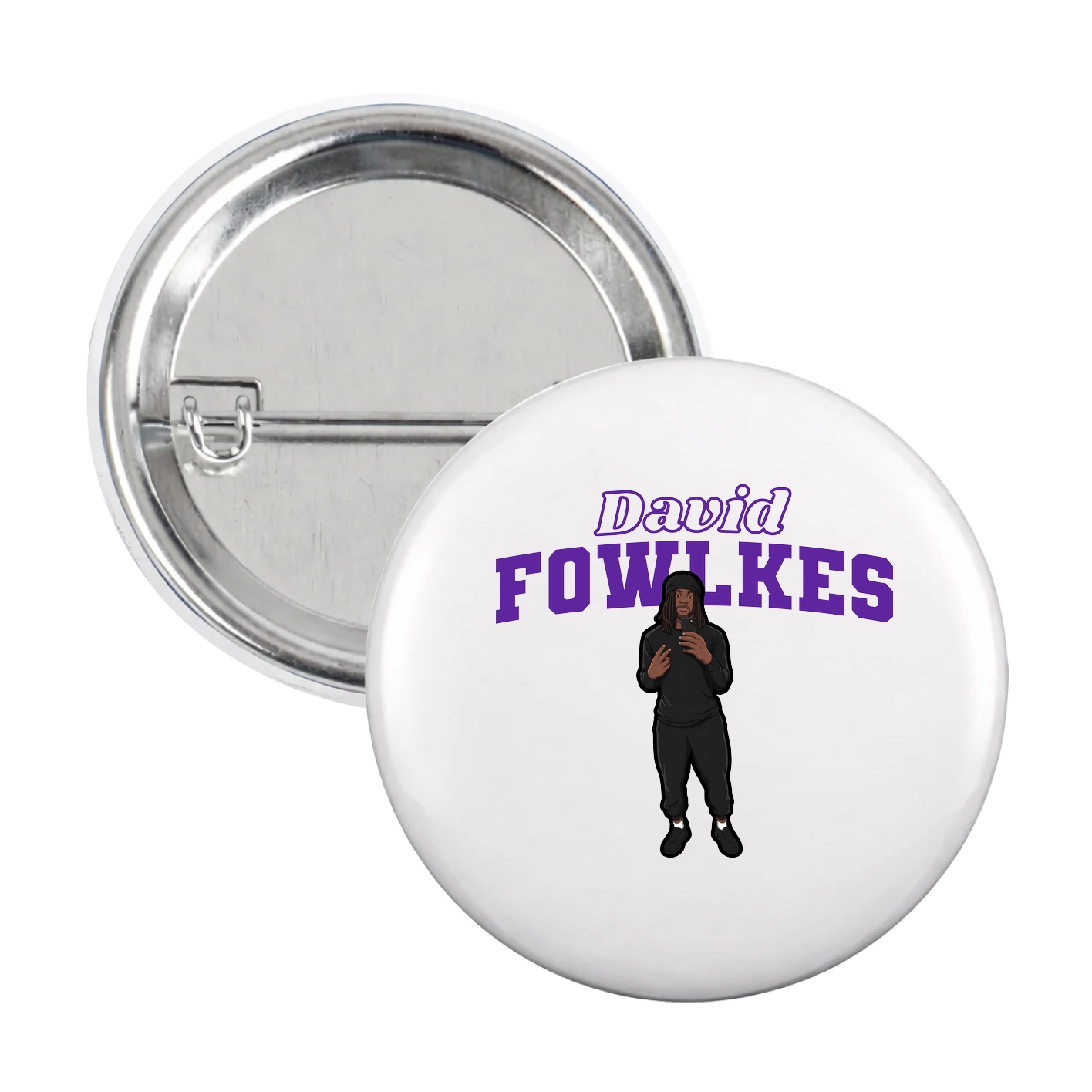 Game Day Button — Name Arch in White
