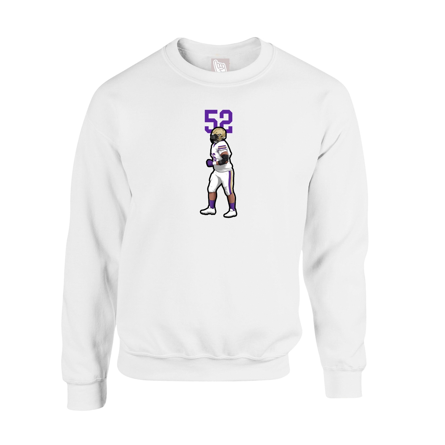 Fleece Crew — Number Top in White