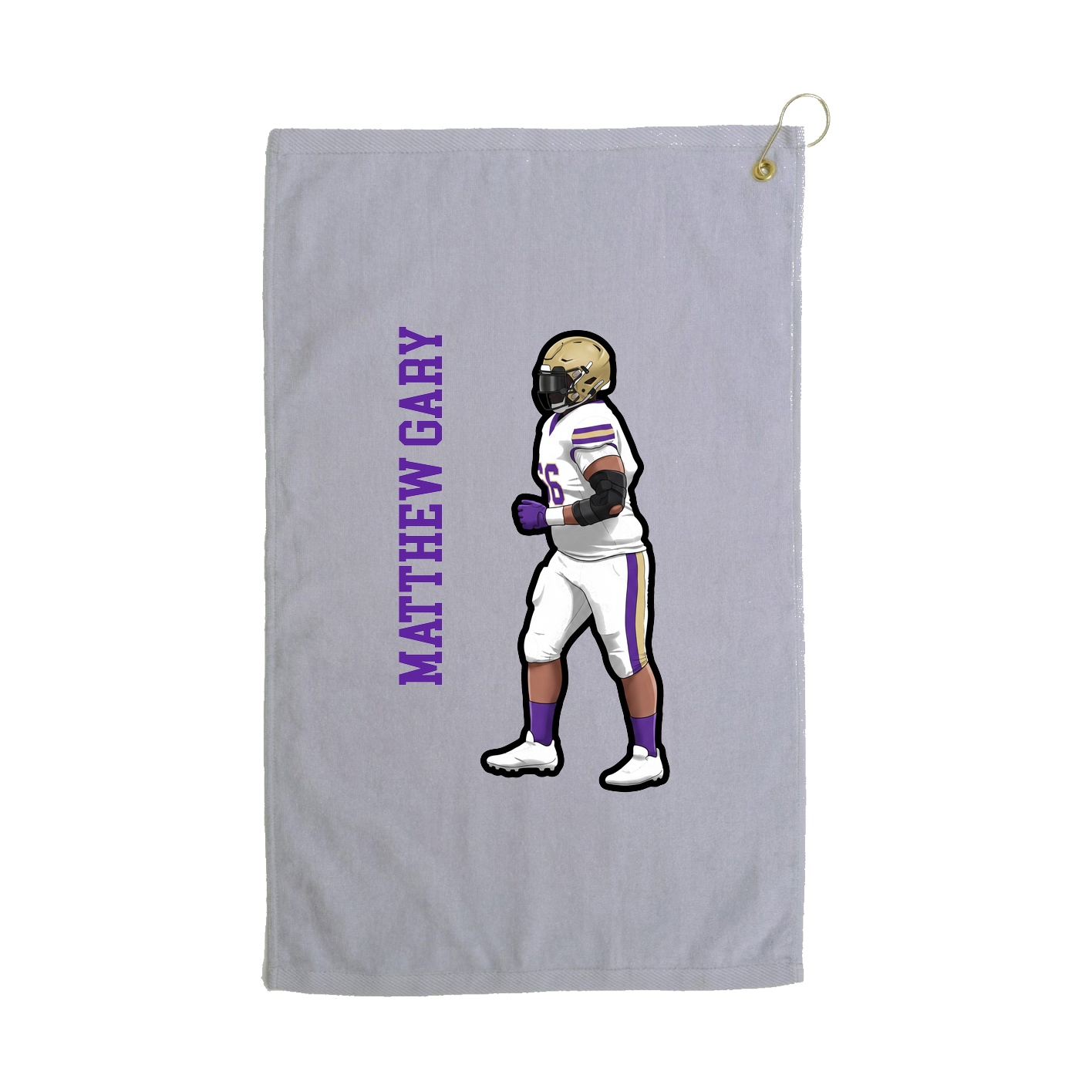 Golf Towel — Name Vertical in Grey