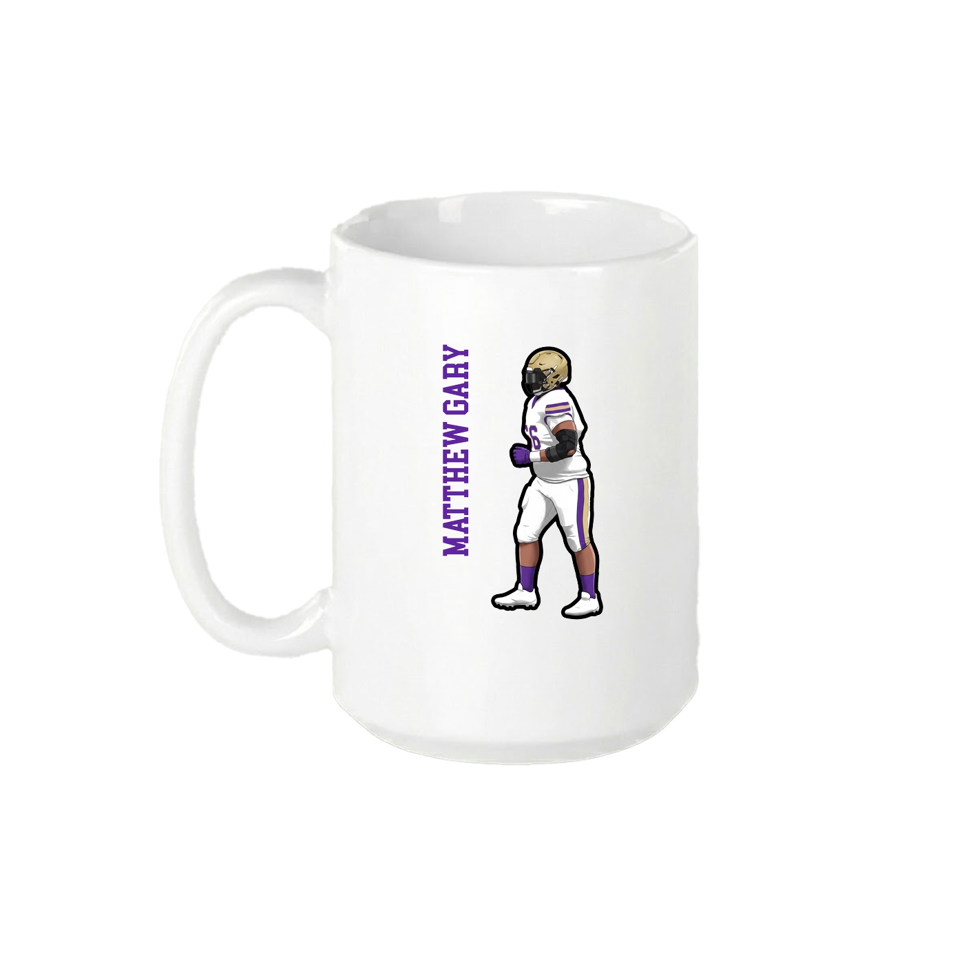 15oz Coffee Mug — Name Vertical in White