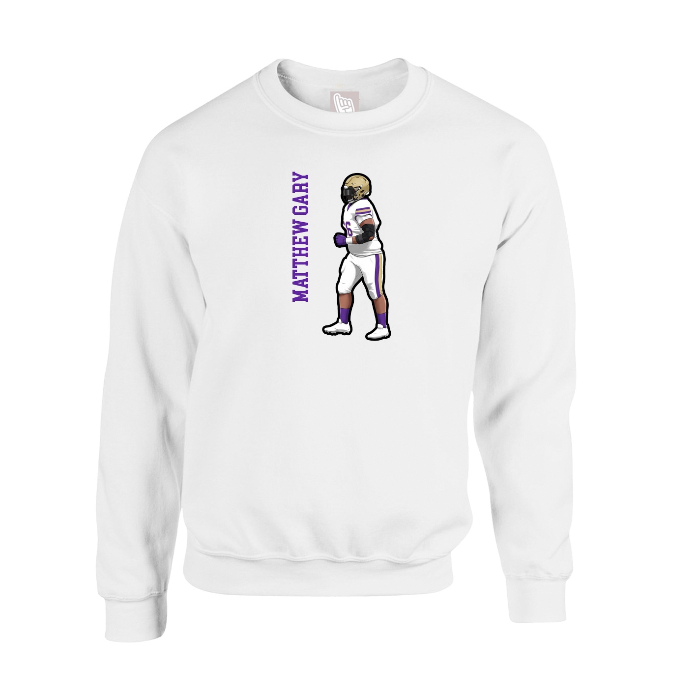 Fleece Crew — Name Vertical in White