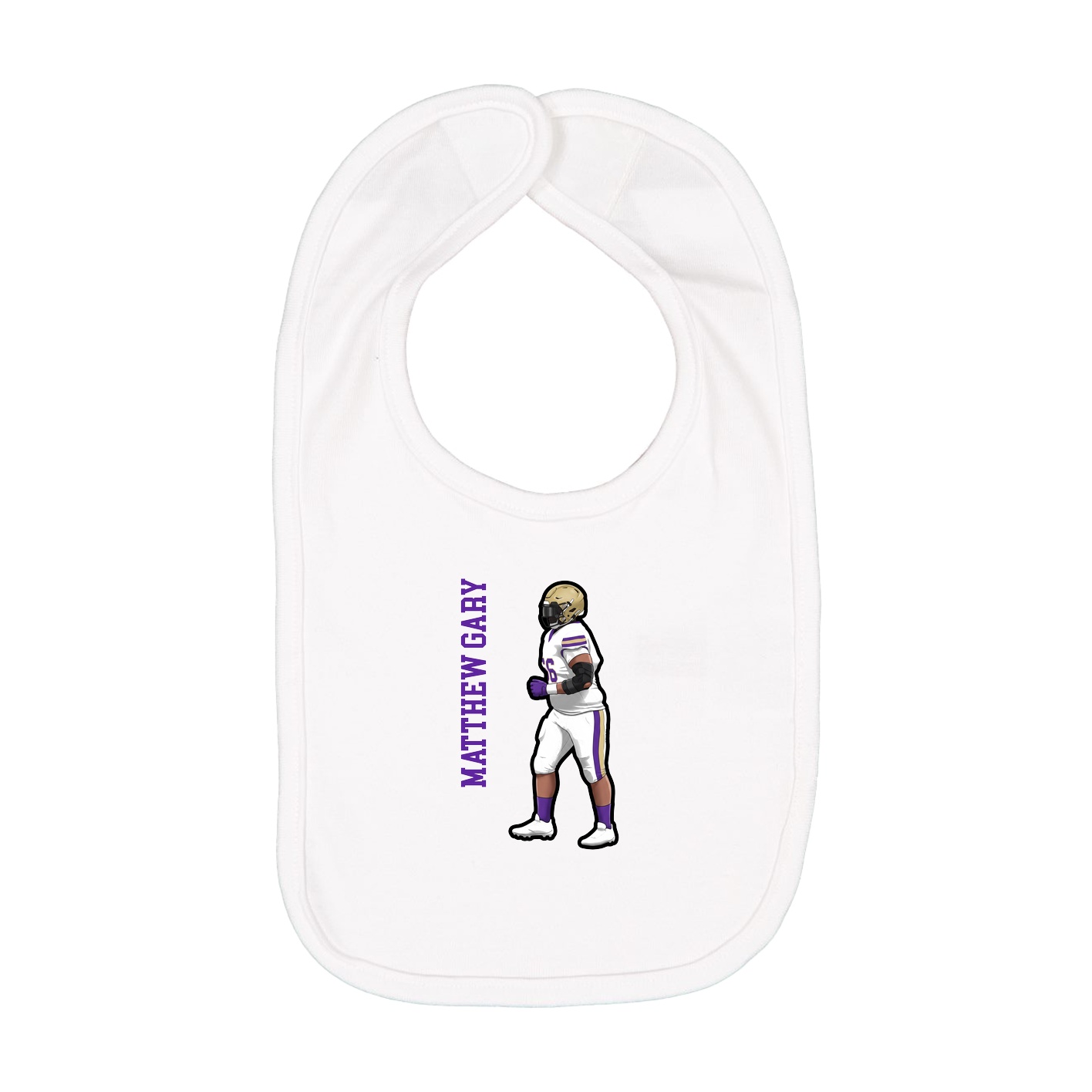Infant Bib — Name Vertical in White