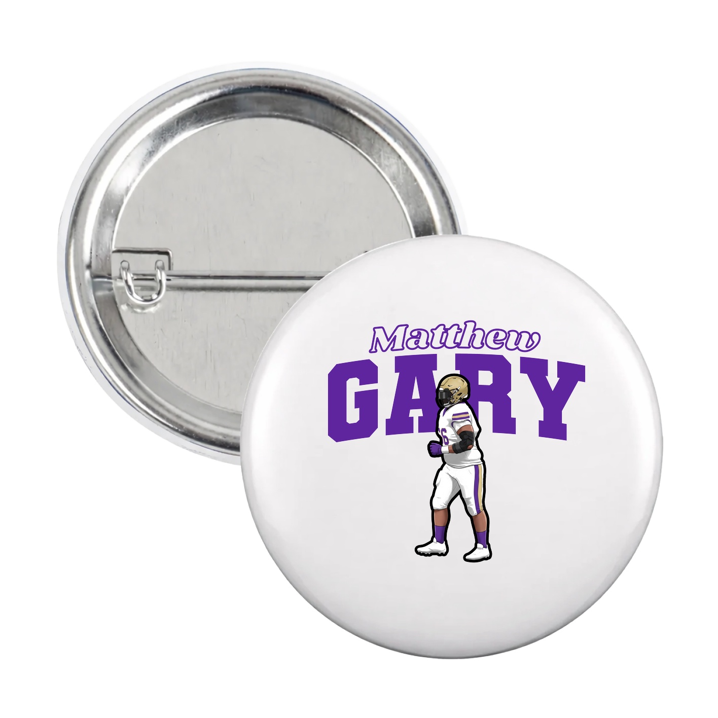 Game Day Button — Name Arch in White