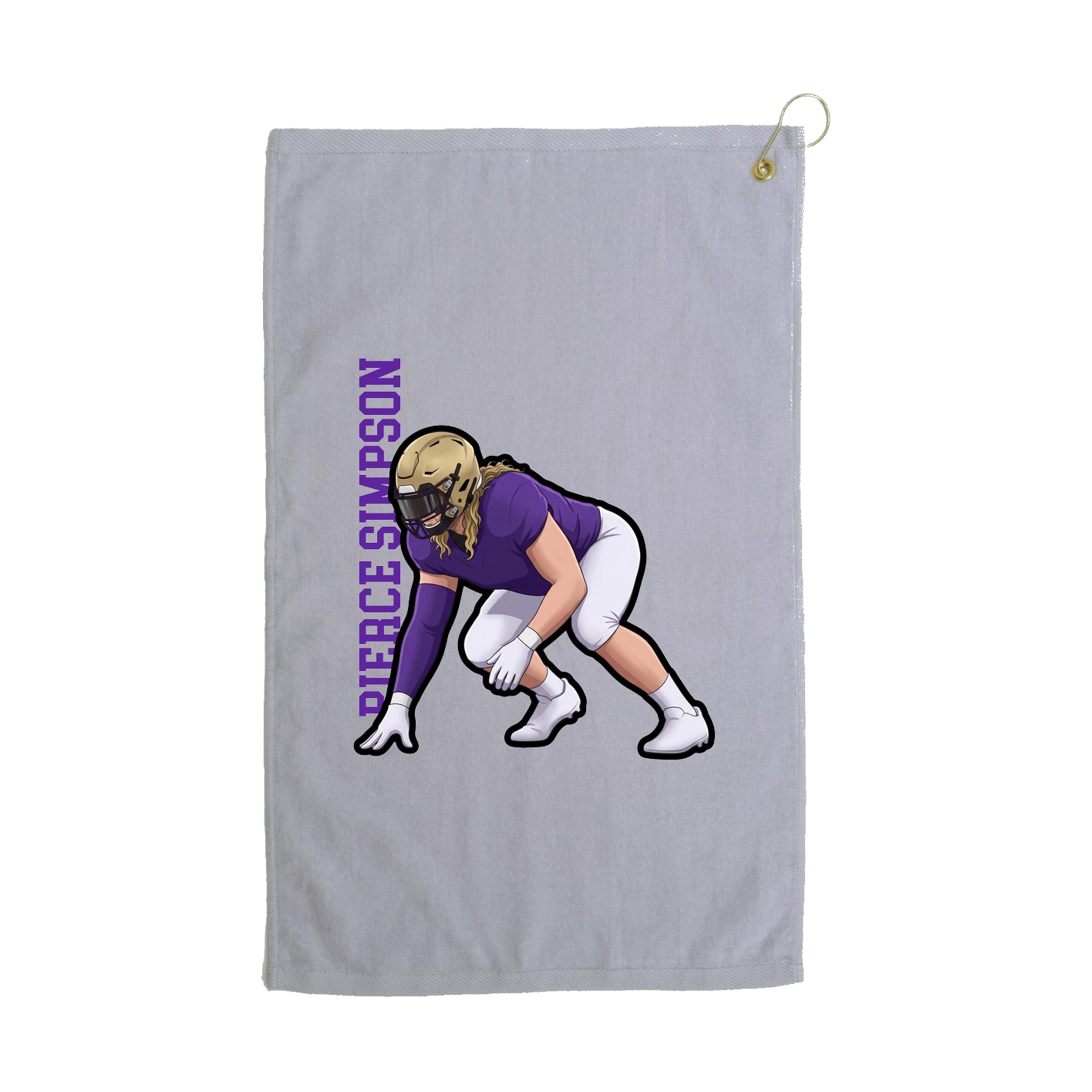 Golf Towel — Name Vertical in Grey