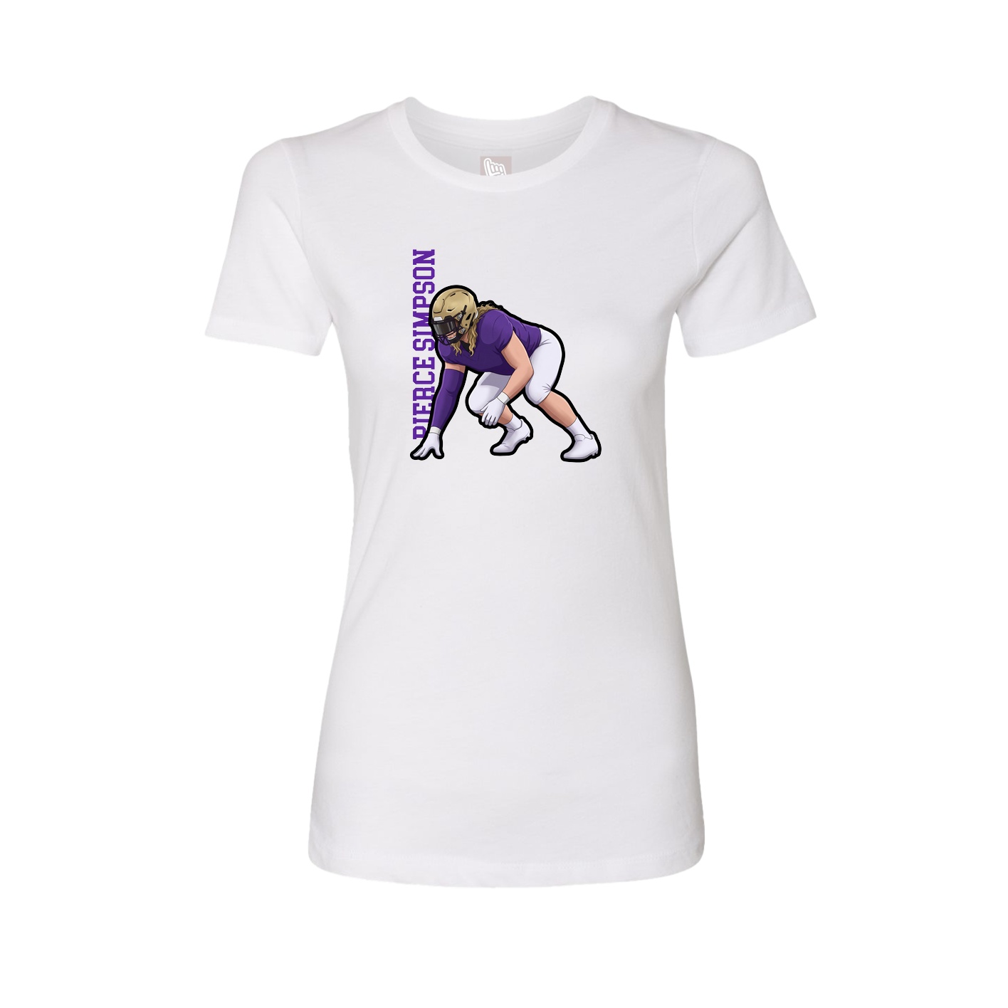 Fitted Women's Tee — Name Vertical in White