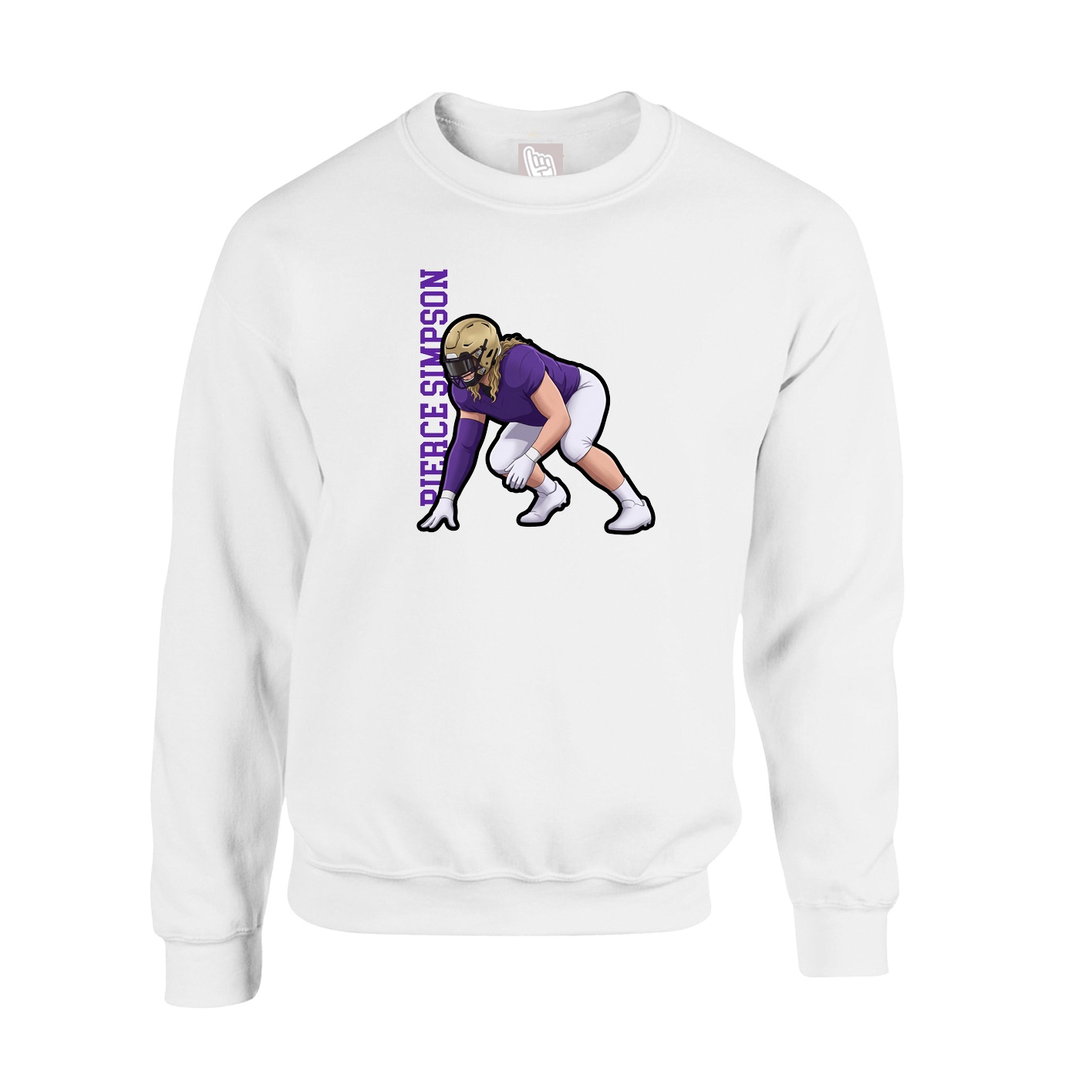 Fleece Crew — Name Vertical in White
